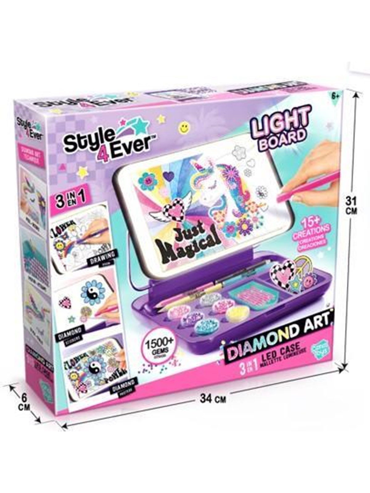 Style 4 Ever Diamond Art 3in1 LED Case, Kreativt Legetøj