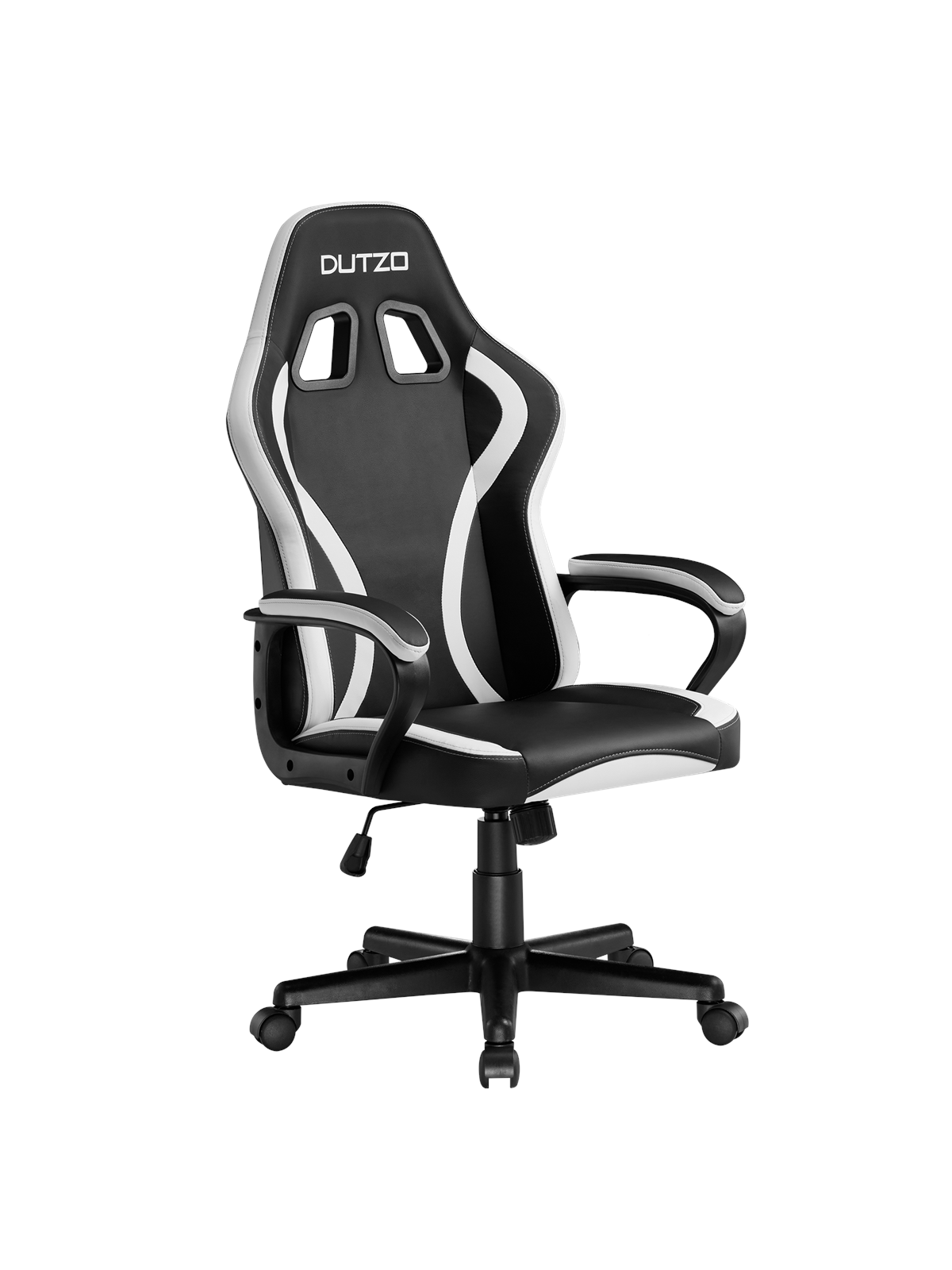 DUTZO DASH Junior Gamer Stol - Sort / Hvid - PU Læder - Op til 110 kg, Gamerstol
