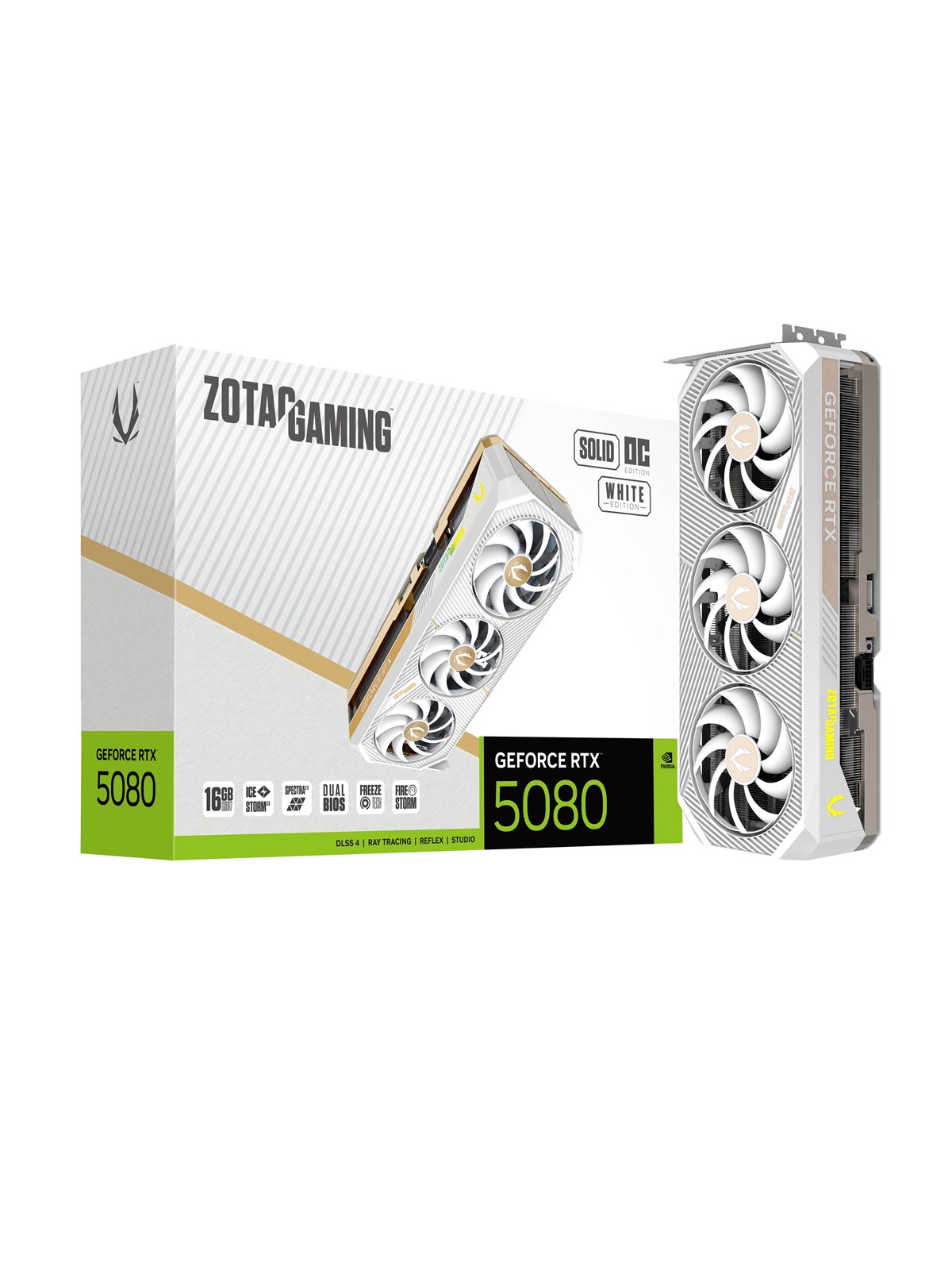 ZOTAC GeForce RTX 5080 Solid OC White - 16GB GDDR7 RAM - Grafikkort, Grafikkort