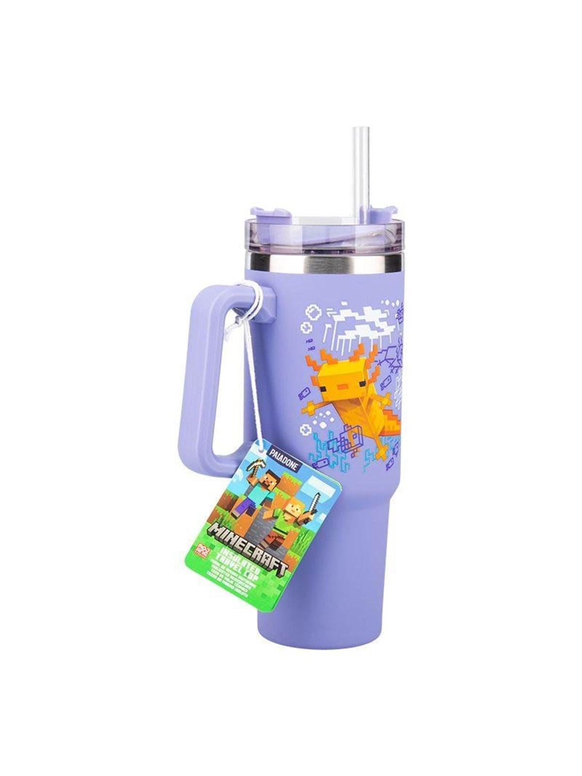 Paladone - Minecraft Purple 900ml Insulated Cup and Straw - Krus, Merchandise