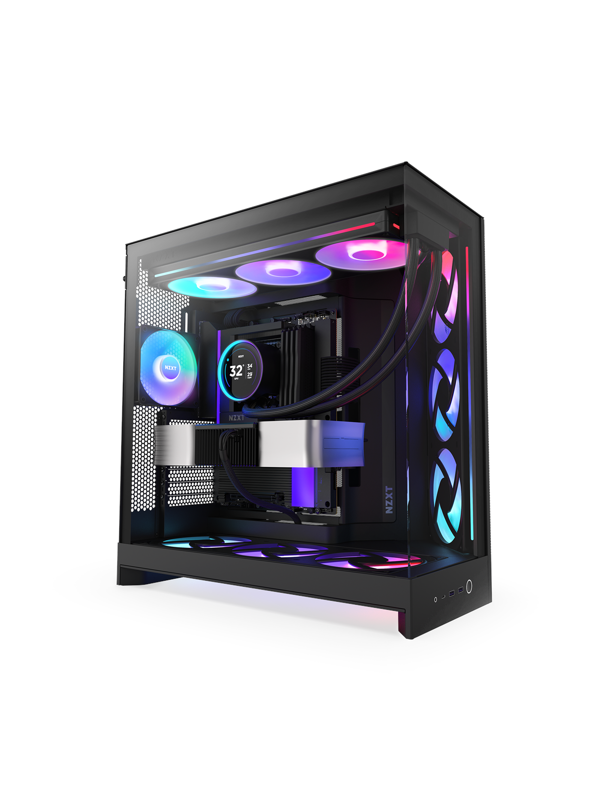 NZXT H9 Flow RGB+ (2025) - All Black - Controller incl - Kabinet - Miditower - Sort