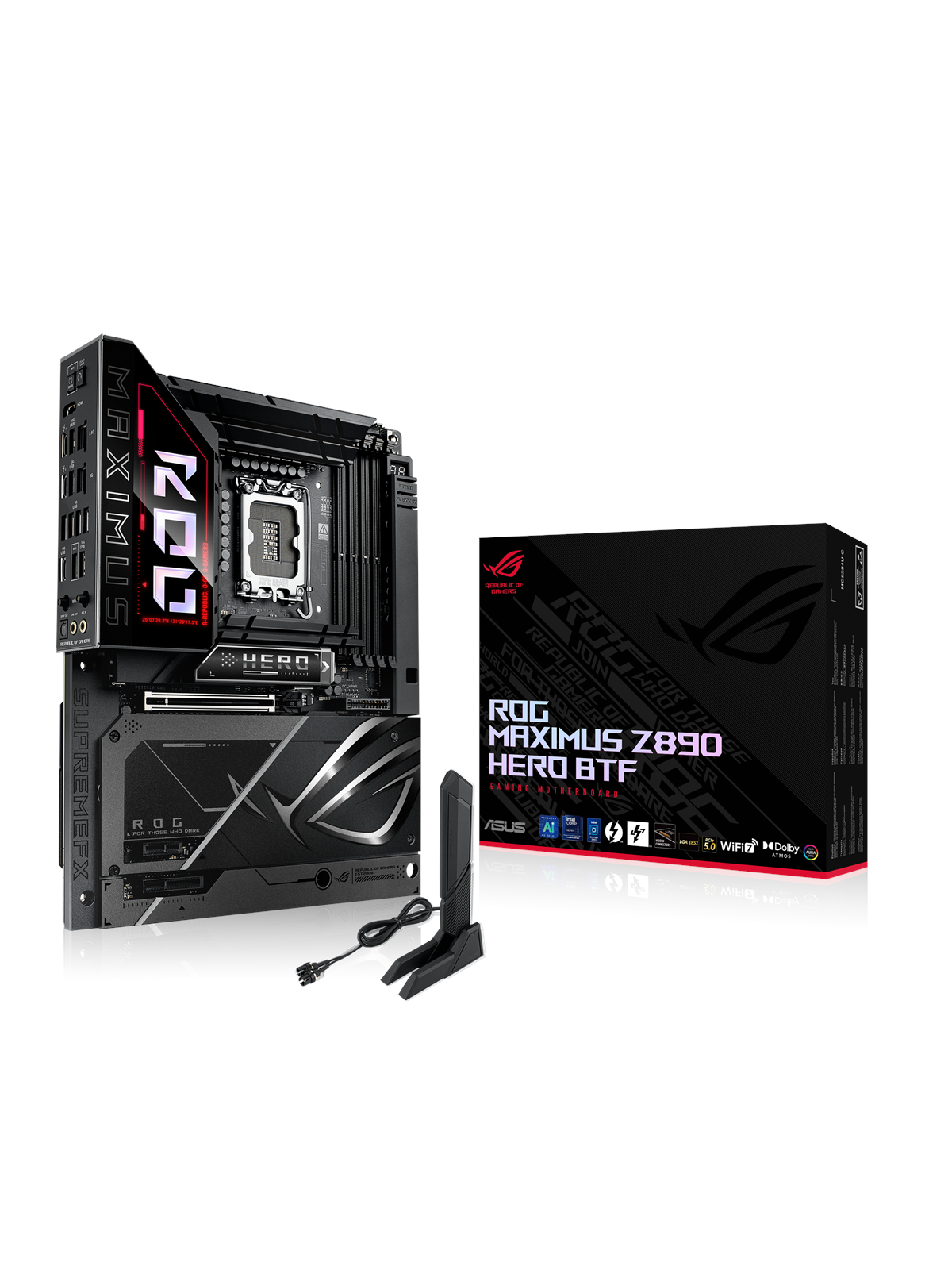 ASUS ROG MAXIMUS Z890 HERO BTF Bundkort - Intel Z890 - Intel LGA1851 socket - DDR5 RAM - ATX