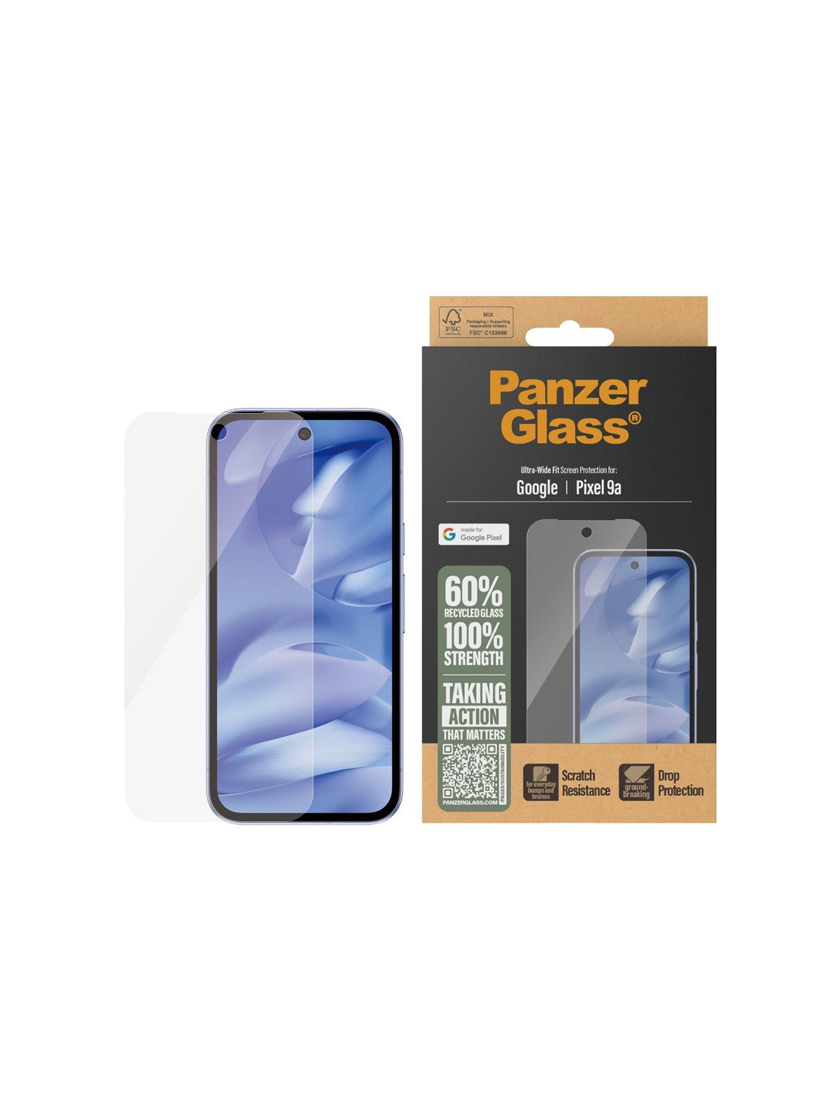 PanzerGlass Screen Protector Google Pixel 9a | Ultra-Wide Fit, Beskyttelsesglas