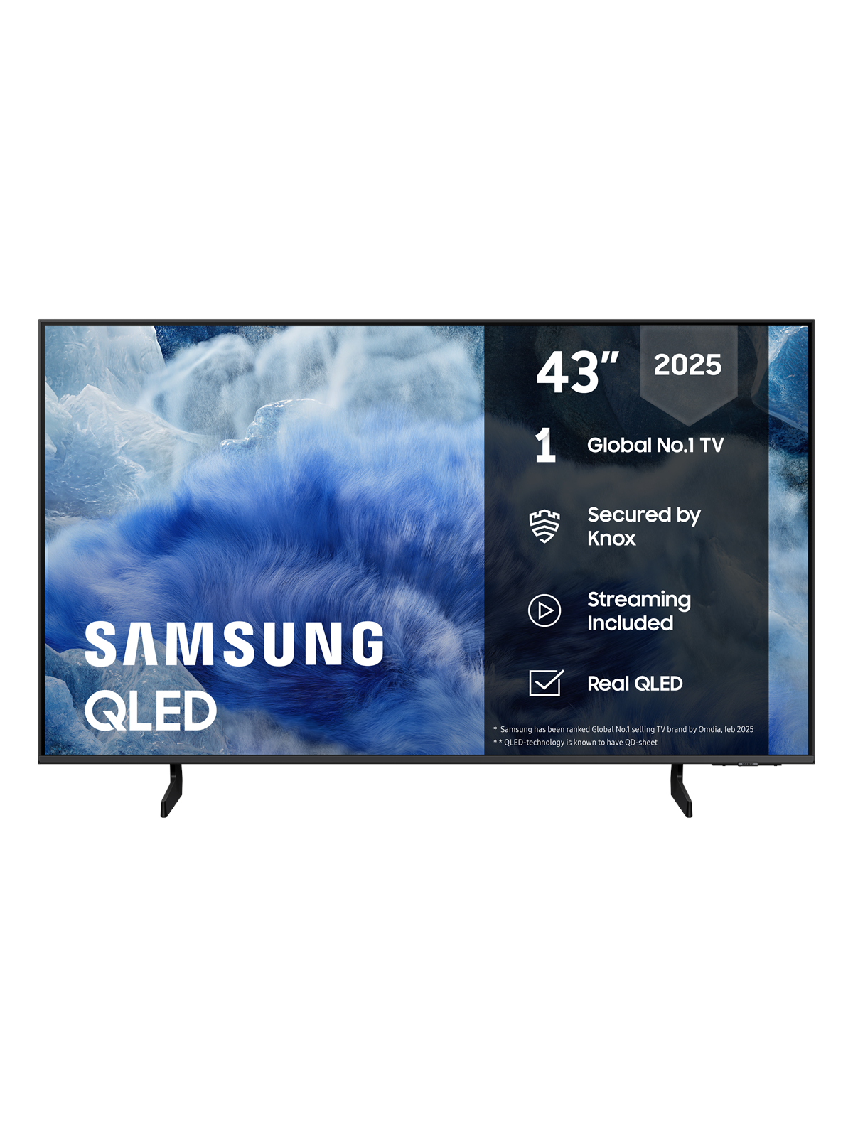 Samsung 43" Fladskærms TV QLED 4K TQ43Q8FåUXXC, Fjernsyn