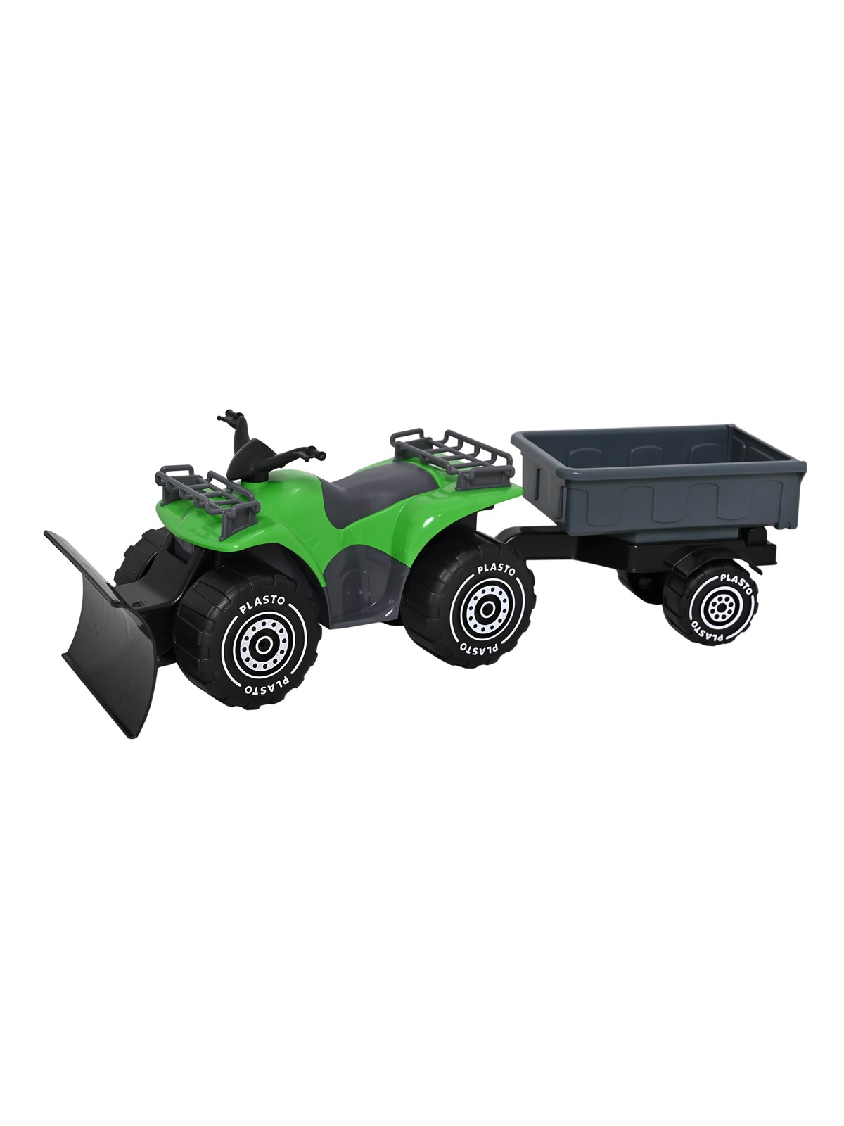 Plasto Quadbike med anhænger, grøn, 52 cm, Udendørsleg