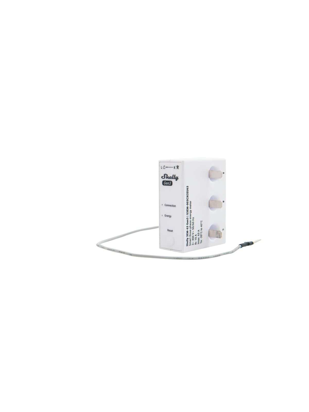 Shelly 3EM-63T Gen3 (flat terminal model) - WiFi 3-faset energimåler, 63A