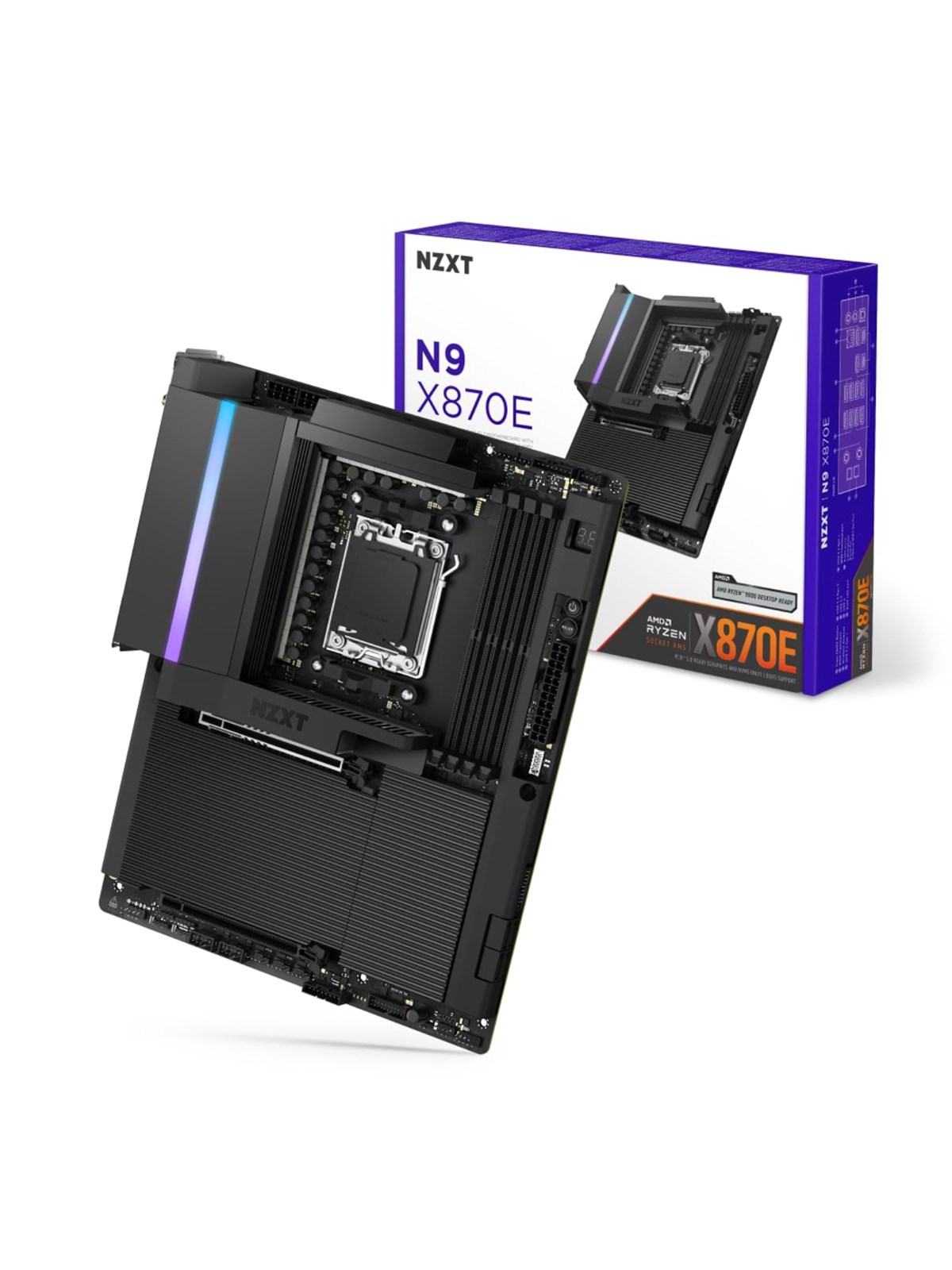 NZXT N9 X870E Black Bundkort - AMD X870E - AMD AM5 socket - DDR5 RAM - ATX