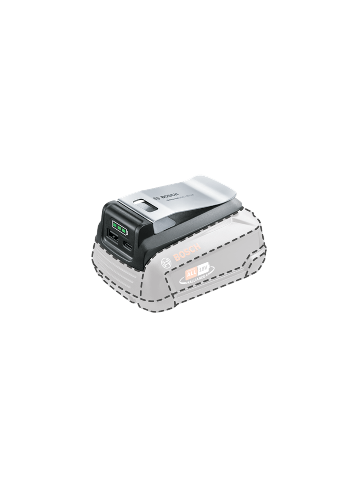 Bosch Universal USB powerbank-adapter 18V-45, Akku Lader