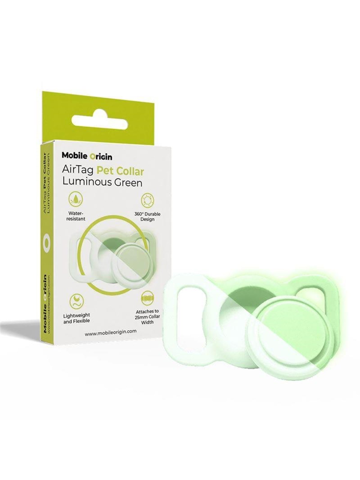 Mobile Origin AirTag Pet Collar - luminous green, Mobil Tilbehør