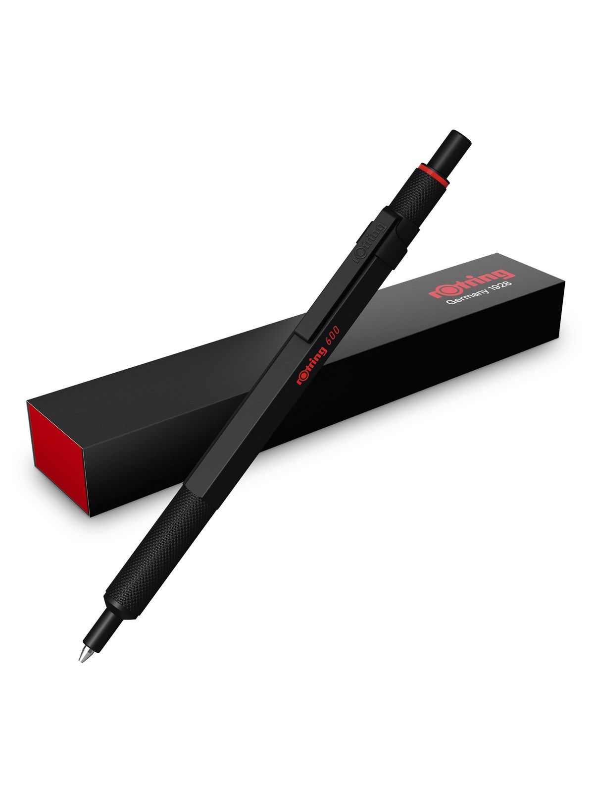 Rotring rOtring 600 Gel Pen | 0,55 mm | Sort Blæk | Sort Metal Krop | Skridsikkert Rillet Greb & Sekskantet skaft | Genopfyldelig