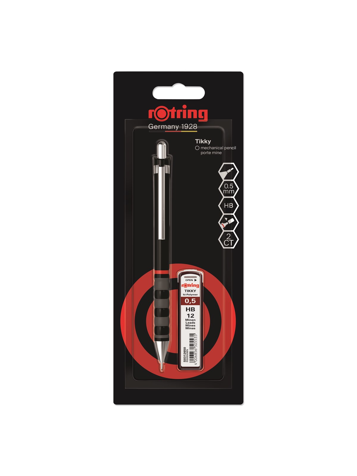 Rotring rOtring Tikky Mekanisk Blyant Sæt | 0,5 mm | Blyrefiller | Sort Skaft