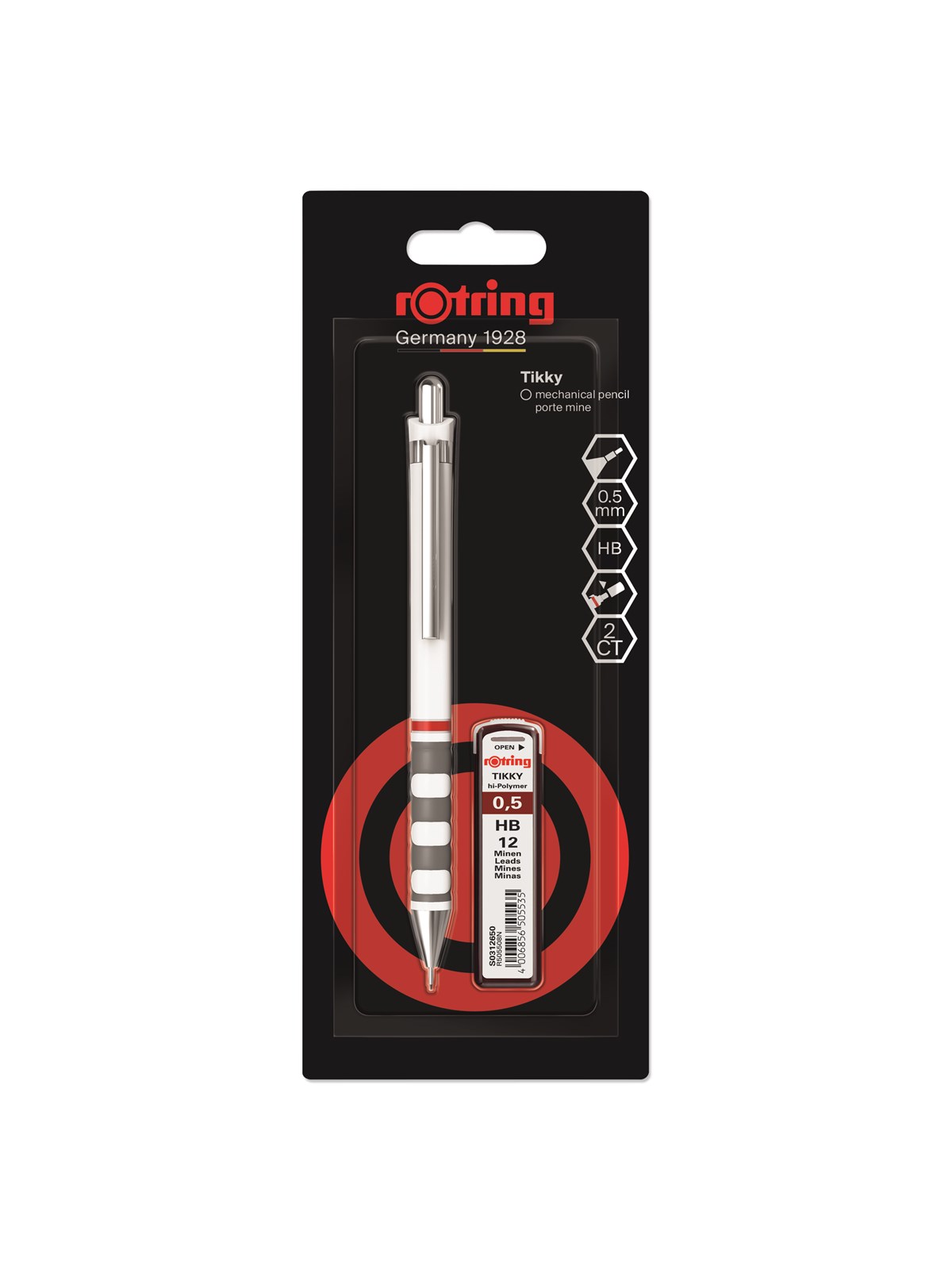 Rotring rOtring Tikky Mekanisk Blyant Sæt | 0,5 mm | Blyrefiller | Hvidt Skaft