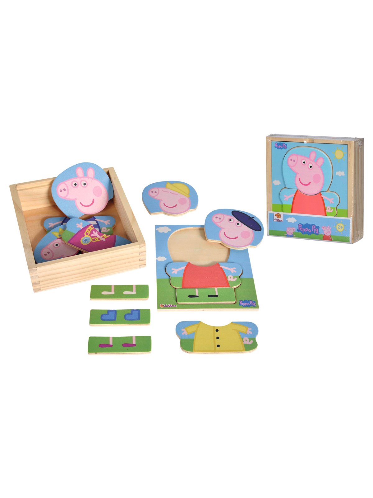 Peppa Pig Tøjpuslespil i træ, 14 Dele, Trælegetøj