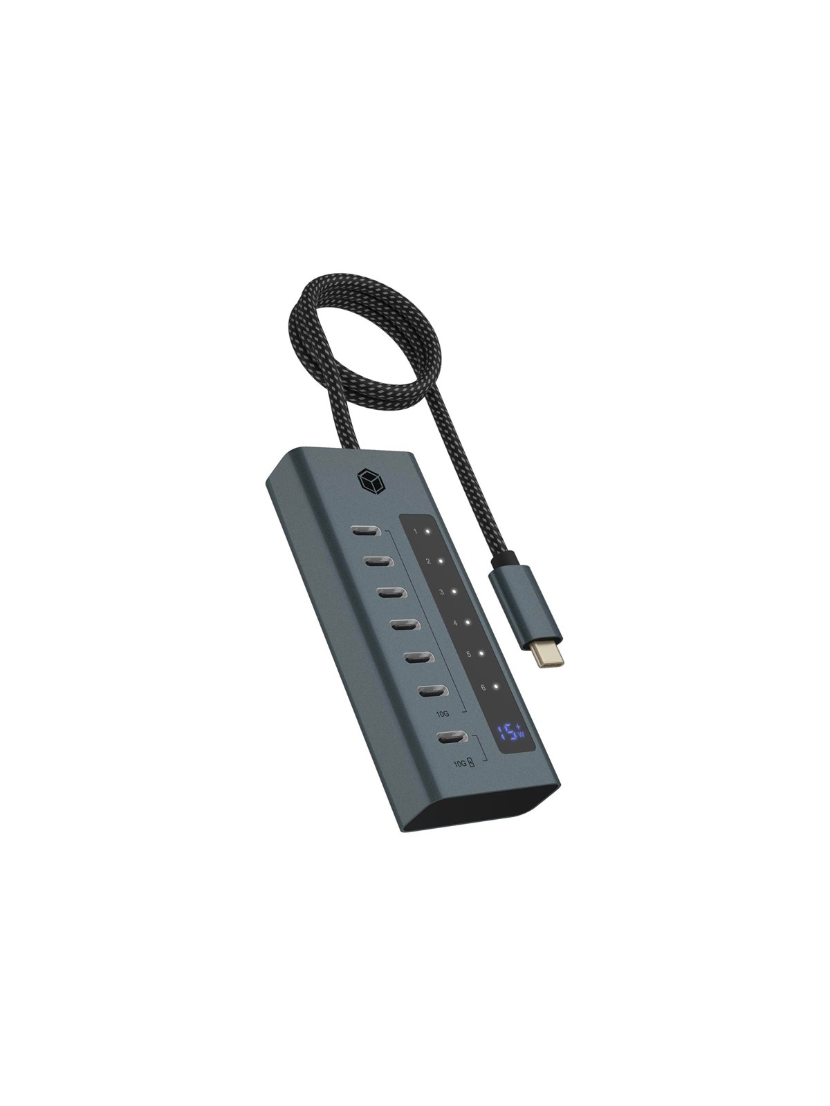 ICY BOX IB-HUB1457-C31 USB hub - 7 ports - Grå, Usb Hub