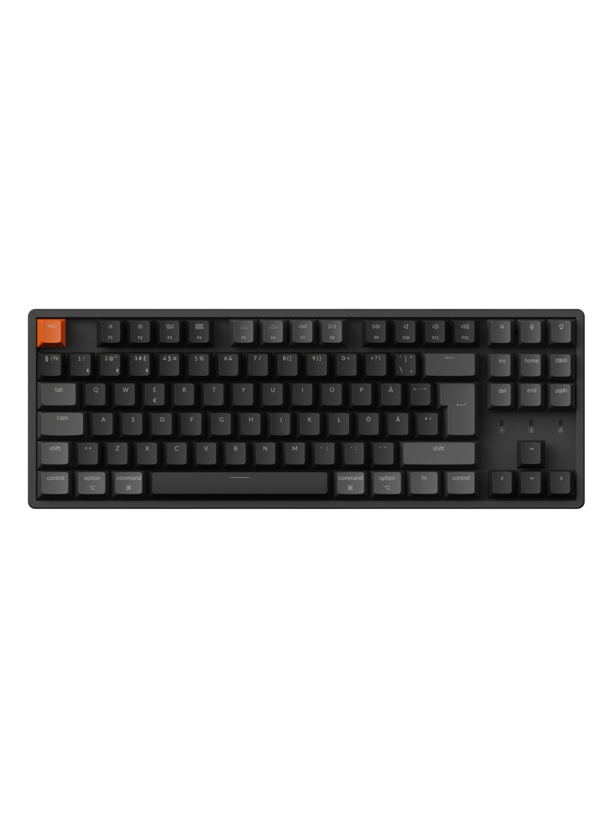 Keychron K8 v2 RGB QMK Wireless Hot Swap QMK - Super Brown - Gaming Tastatur - Uden Numpad - Nordisk - Sort