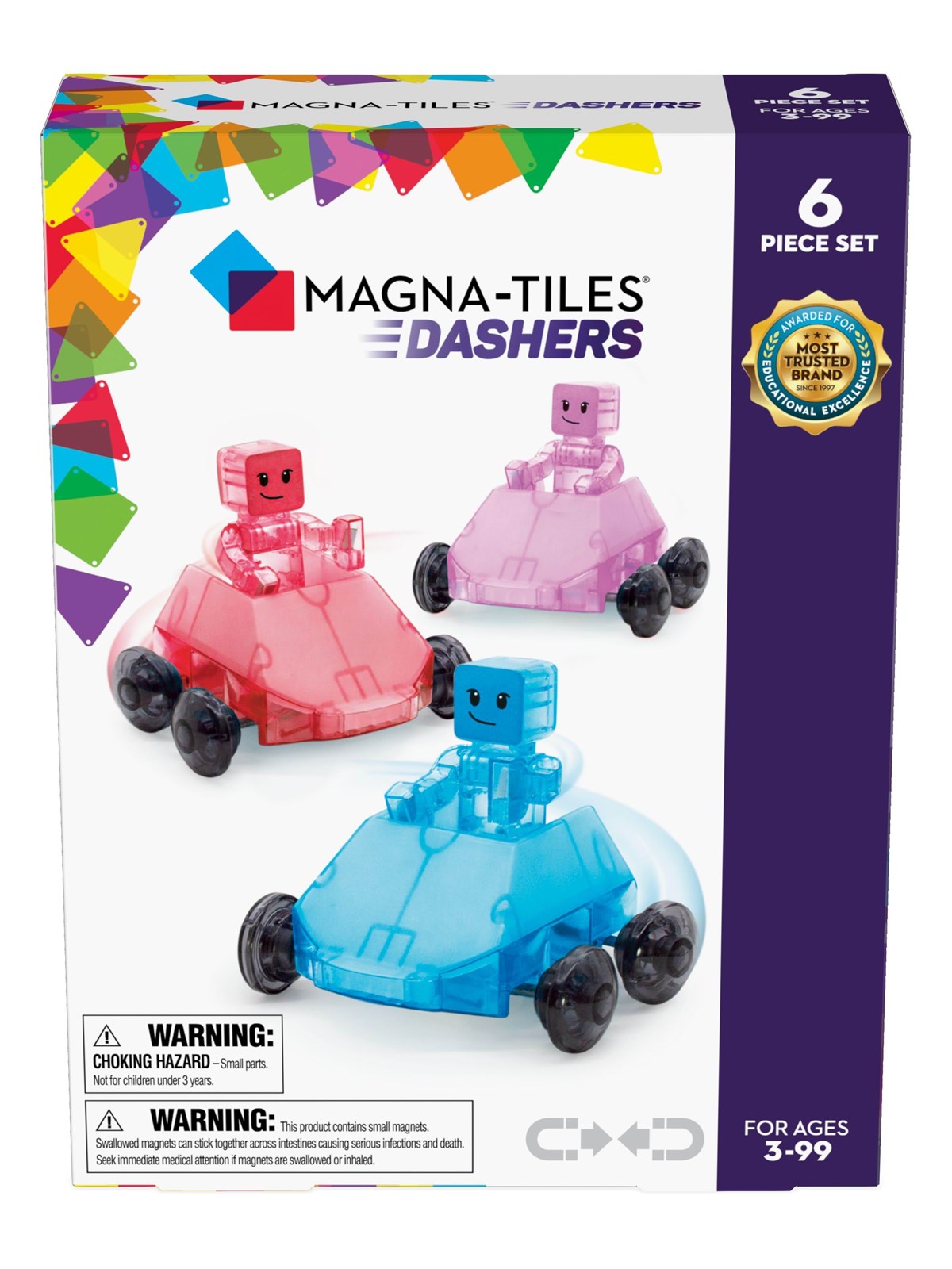 Magna-Tiles Dashers biler og figurer 6 dele, Konstruktionslegetøj