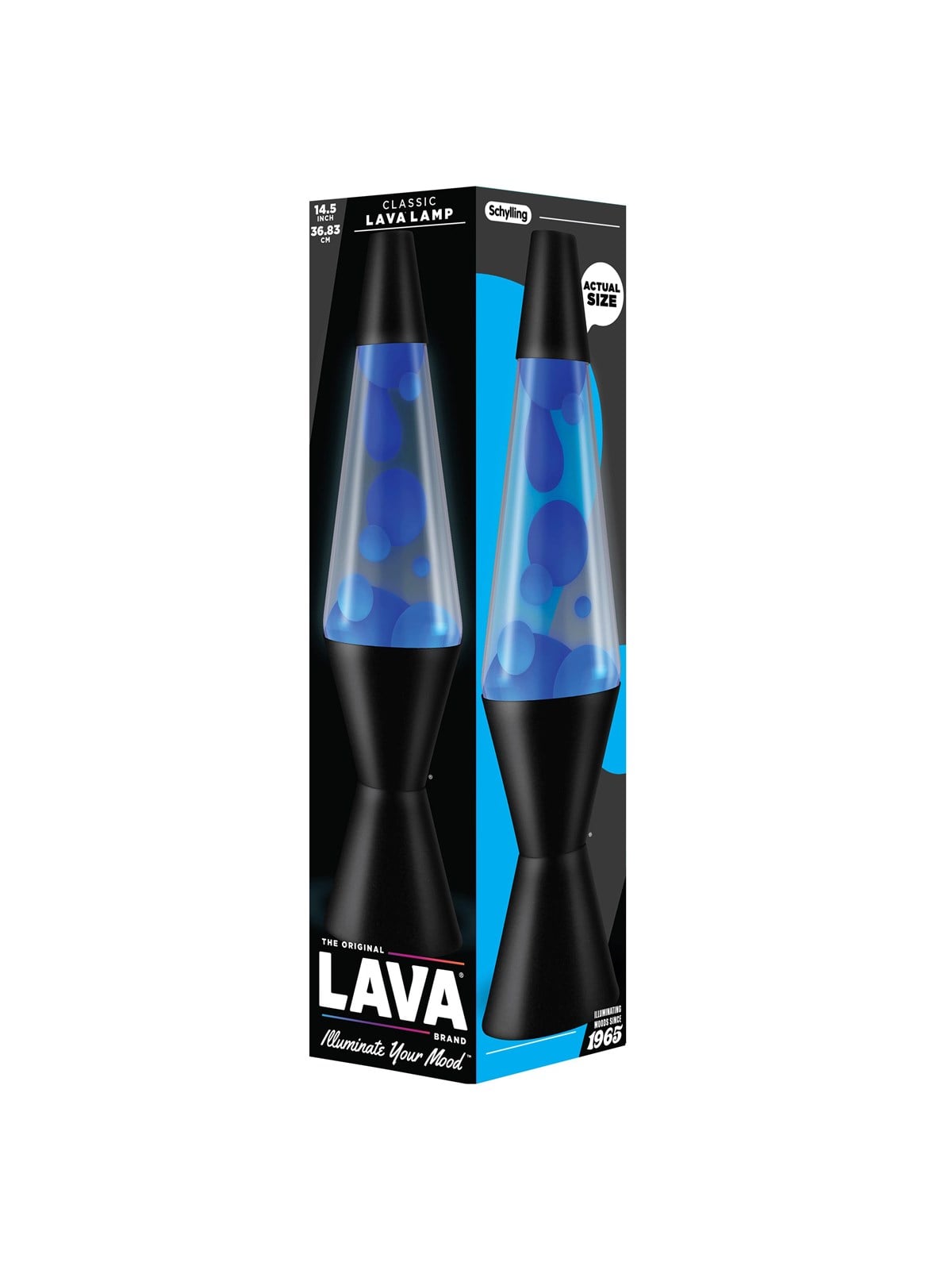 Lava Lamp Neon 37cm Blue/Clear Black Base, Børnelampe