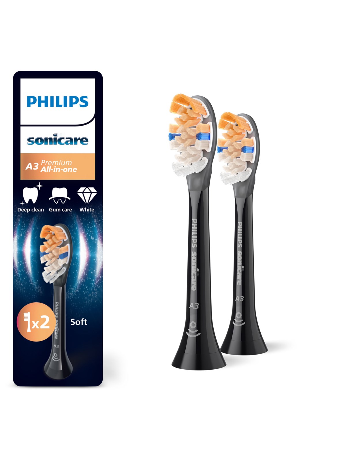 Philips Tandbørstehoveder Sonicare Premium All-in-One - Black - 2 pcs, El Tandbørste