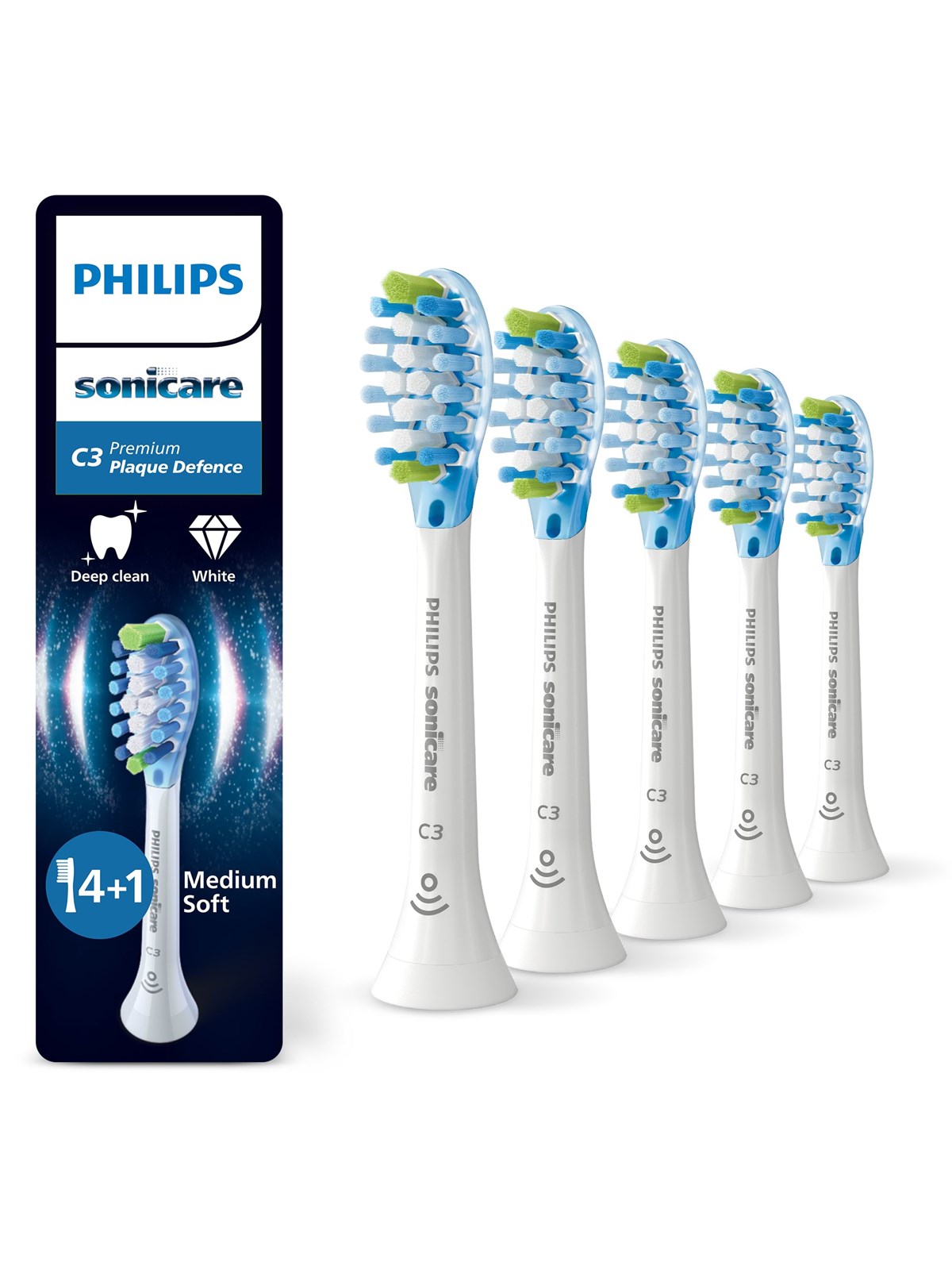 Philips Tandbørstehoveder Sonicare Premium Plaque Defence - White - 4+1 pcs