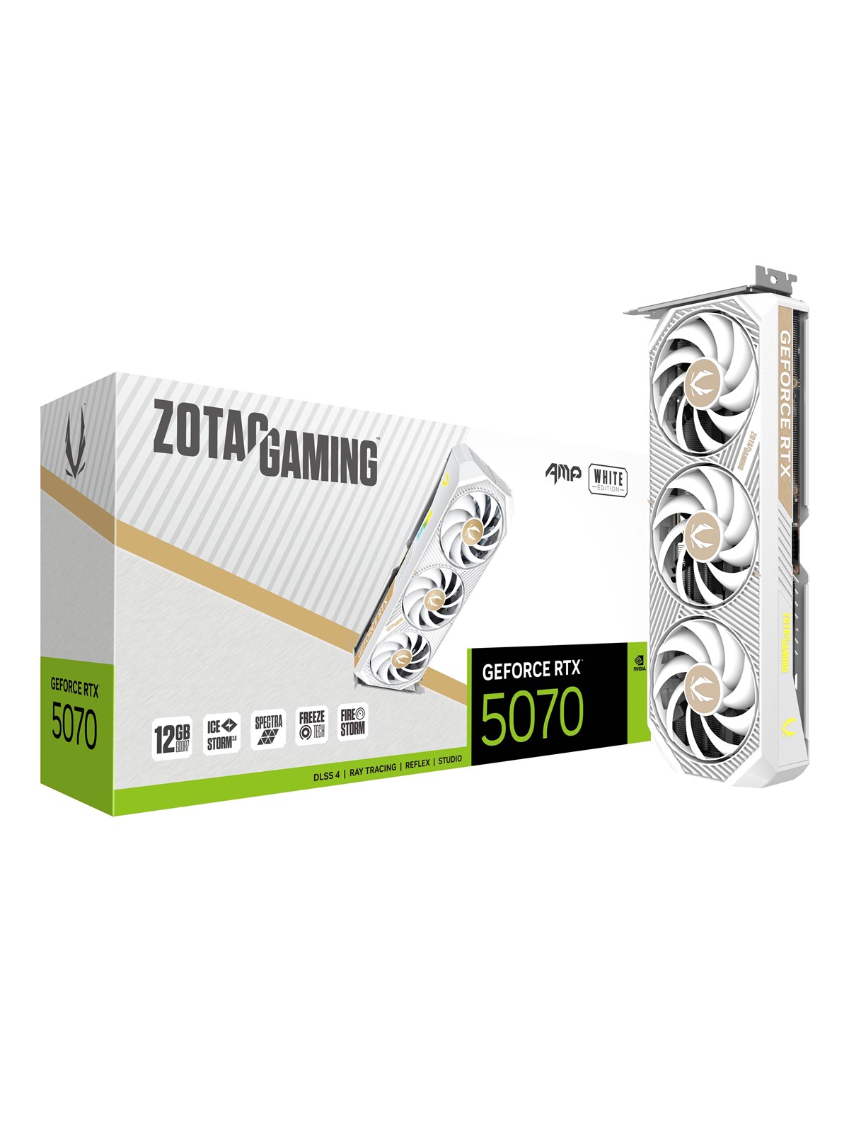 ZOTAC GeForce RTX 5070 AMP White - 12GB GDDR7 RAM - Grafikkort, Grafikkort