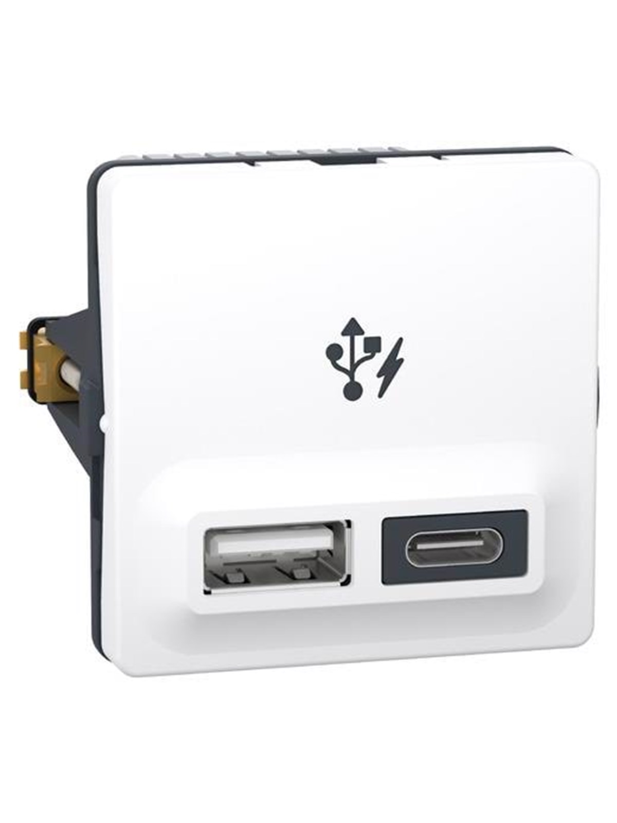 LK FUGA dobbelt USB-lader type A+C, 21W, hvid, Lauritz Knudsen