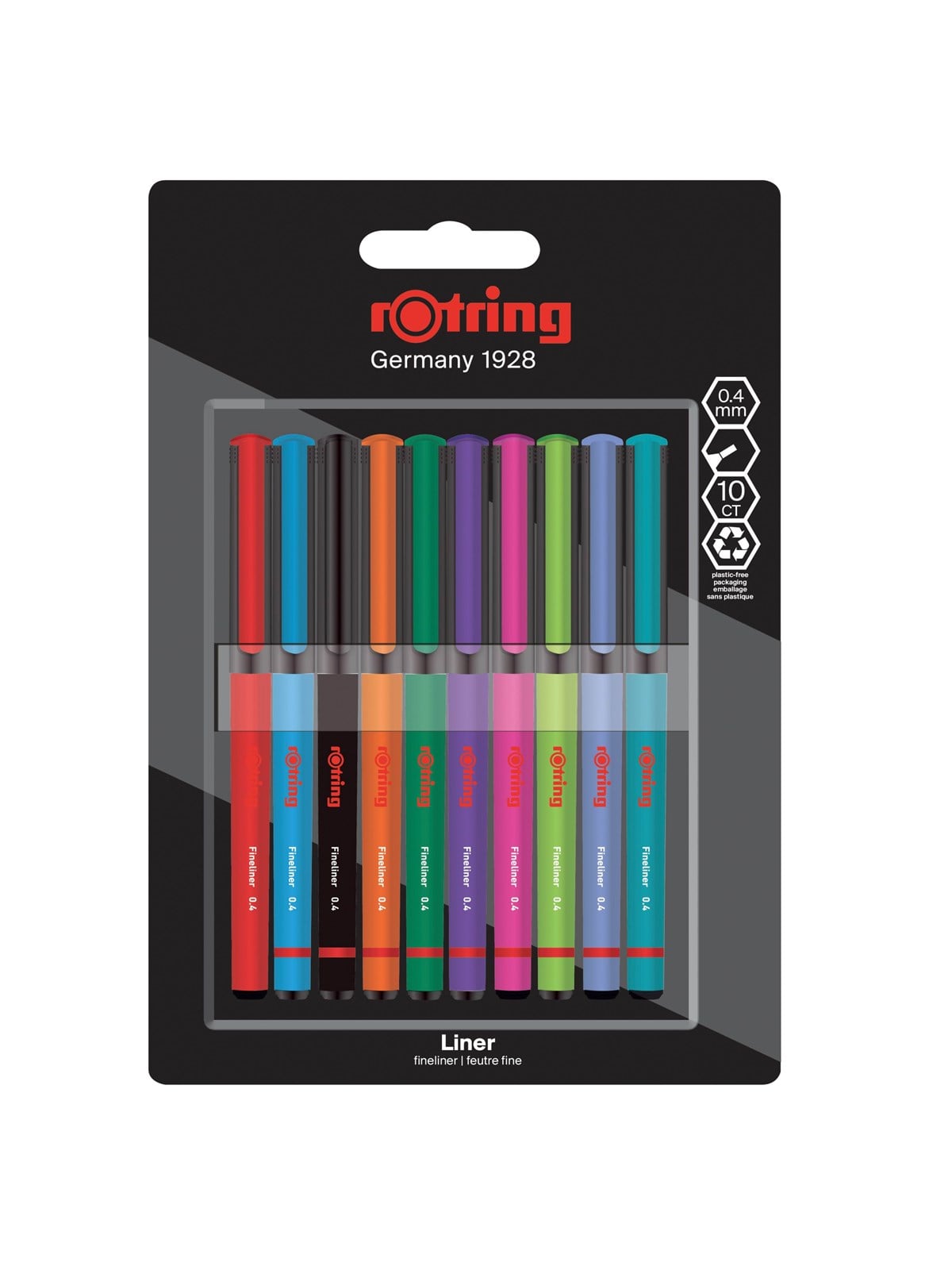 Rotring rOtring Liner Fineliner Penne | 0,4 mm | Farvepenne til Skrivning & Tegning | Assorterede Farver | 10 Stk