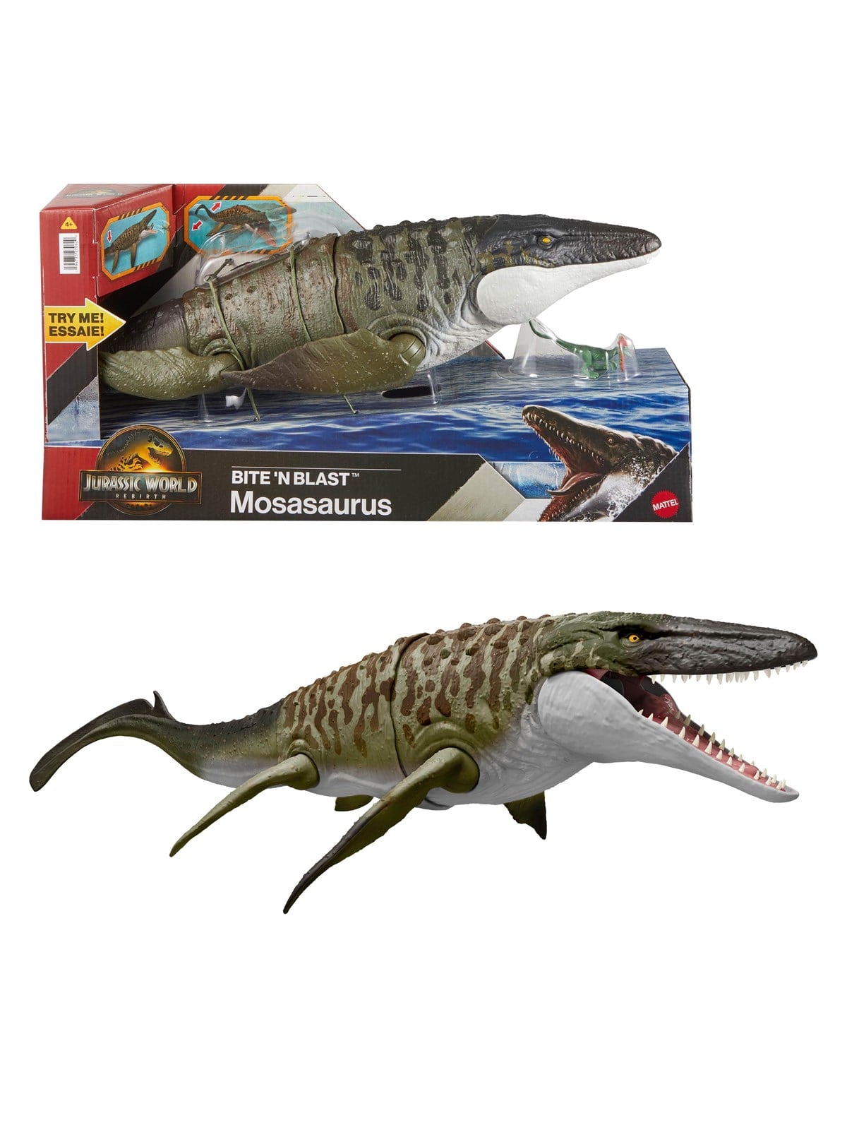 Jurassic World Rebirth Bite & Blast Mosasaurus, Figur