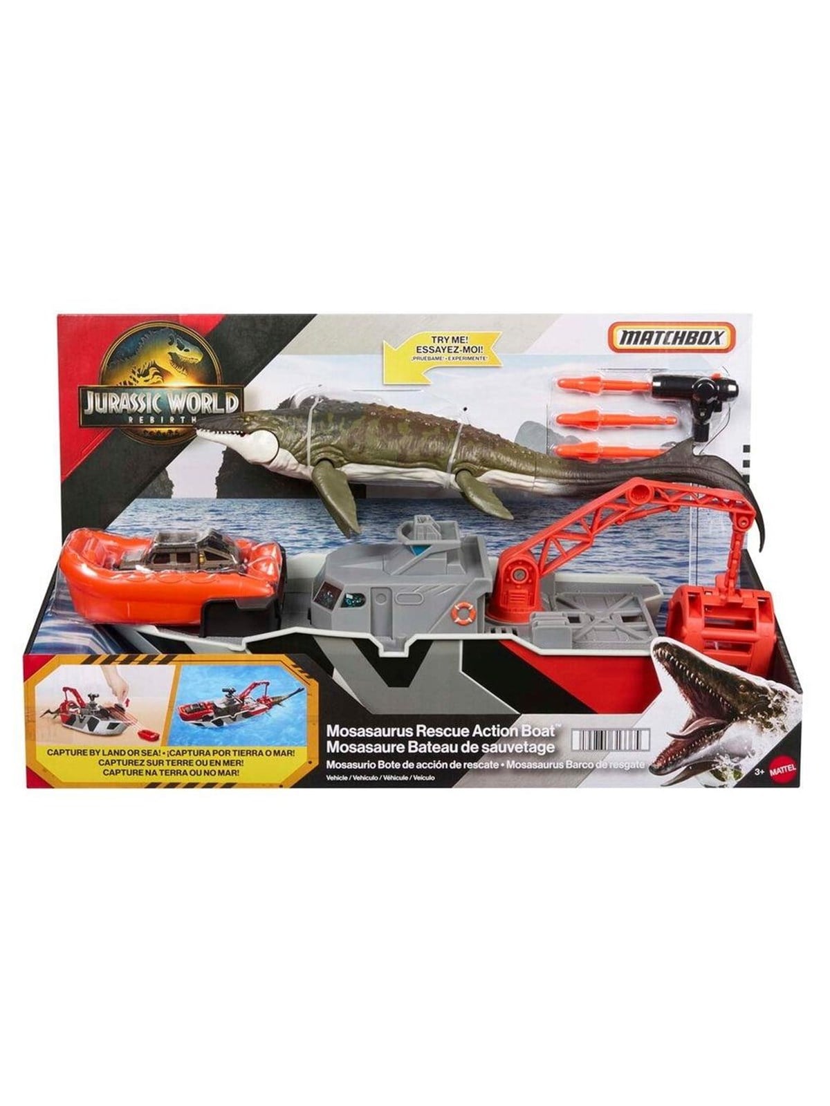 Jurassic World Rebirth Mosasaurus Rescue Boat, Figur