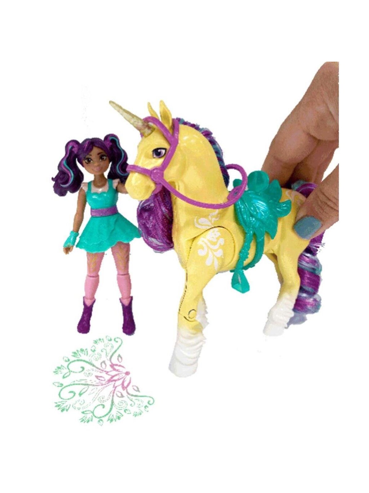 Unicorn Academy Enhjørningeakademiet Lille dukke Ava & Unicorn Plant Magic Leaf