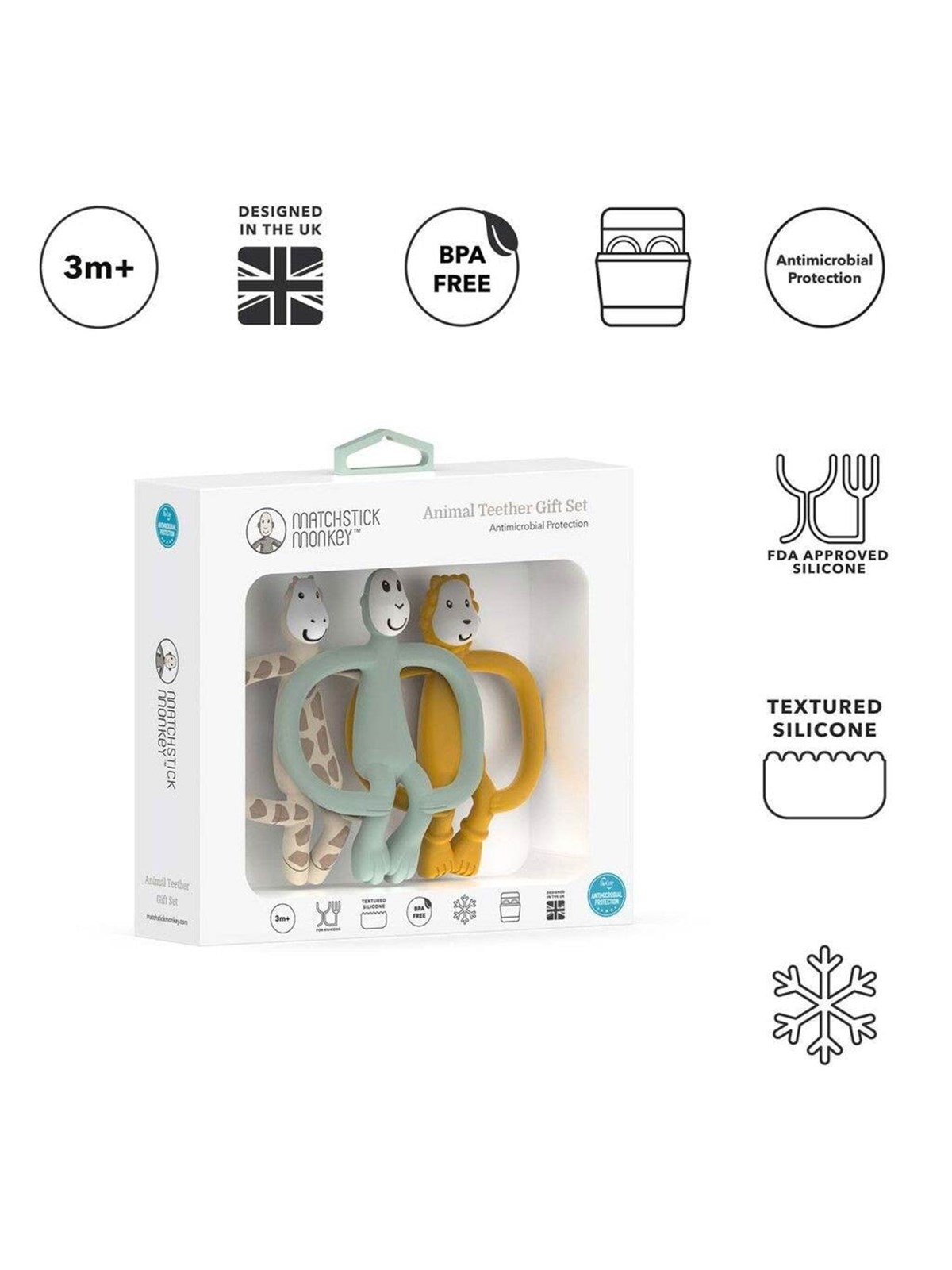 Matchstick Monkey Animal Teether Gift Set, Babylegetøj