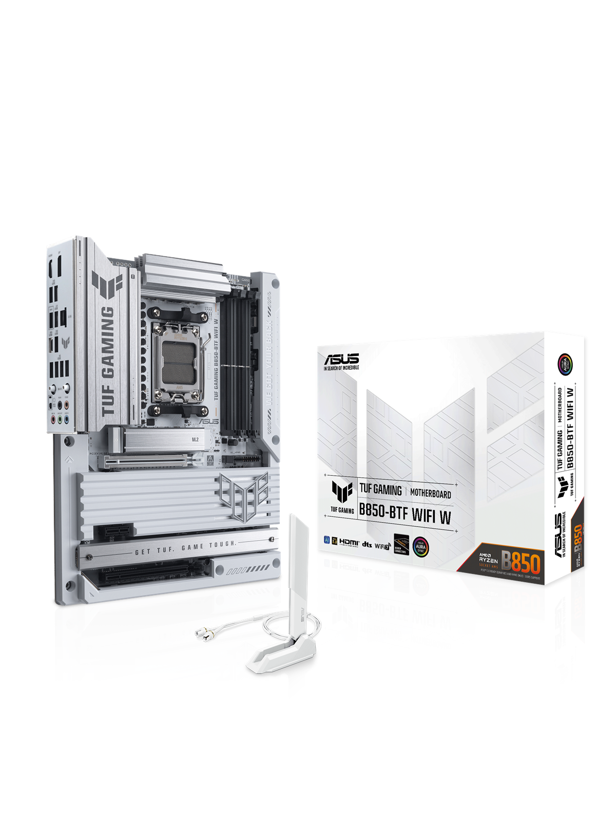 ASUS TUF GAMING B850-BTF WIFI WHITE Bundkort - AMD B850 - AMD AM5 socket - DDR5 RAM - ATX (BTF Standard)