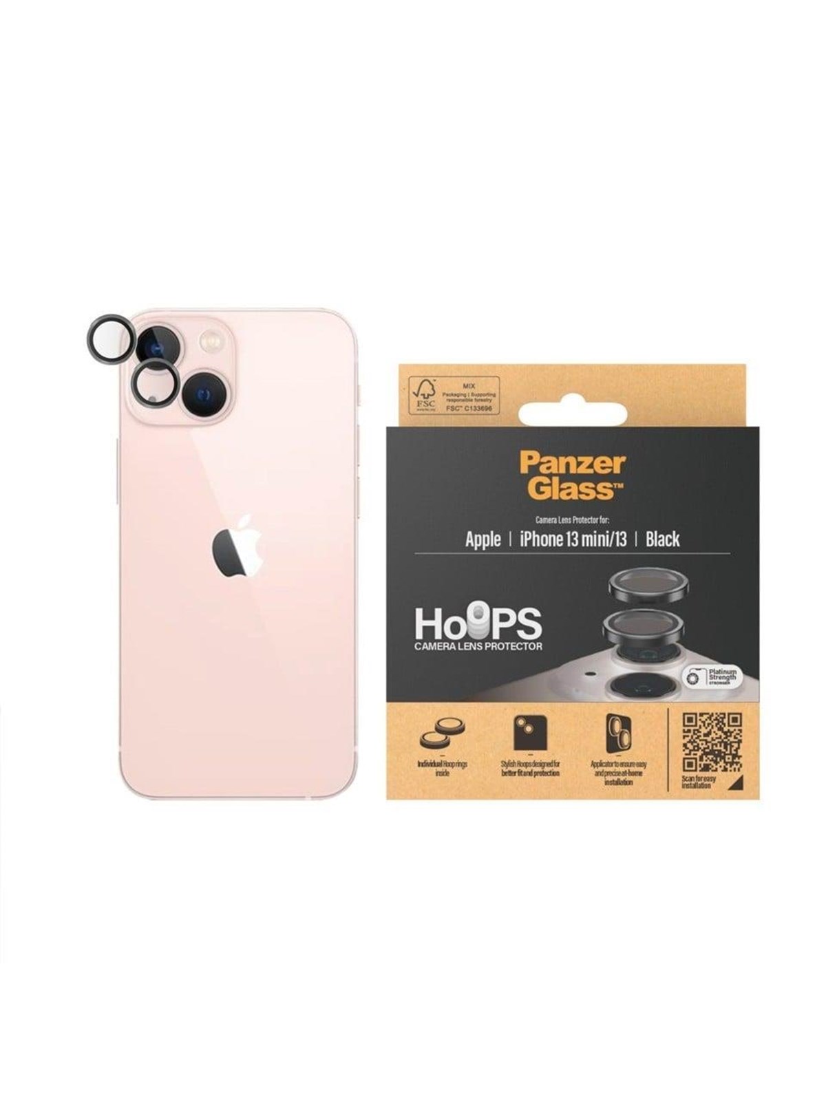 PanzerGlass Hoops Camera Lens Protector iPhone 13 mini - Black, Mobil Tilbehør