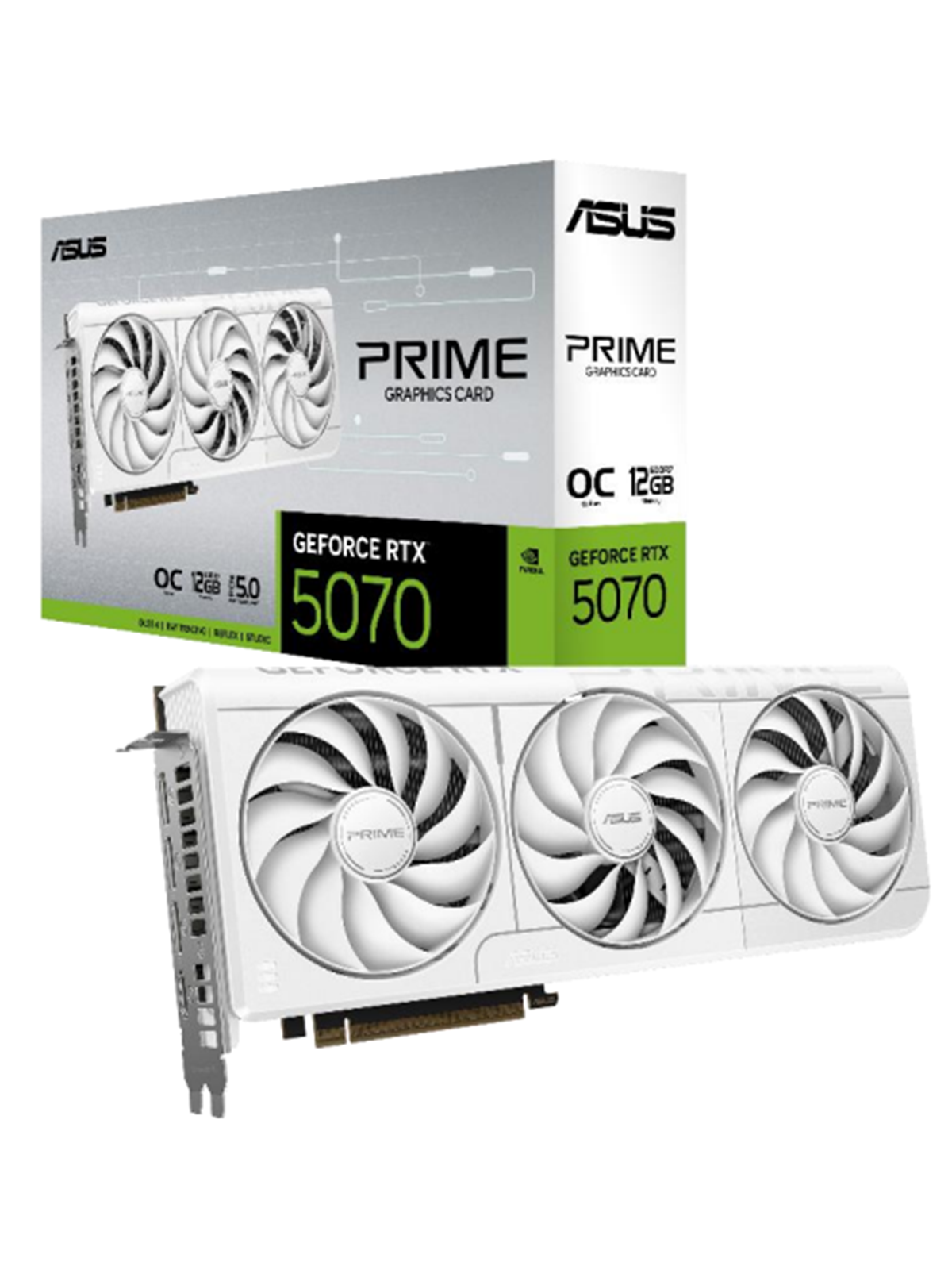 ASUS GeForce RTX 5070 Prime OC White - 12GB GDDR7 RAM - Grafikkort, Grafikkort