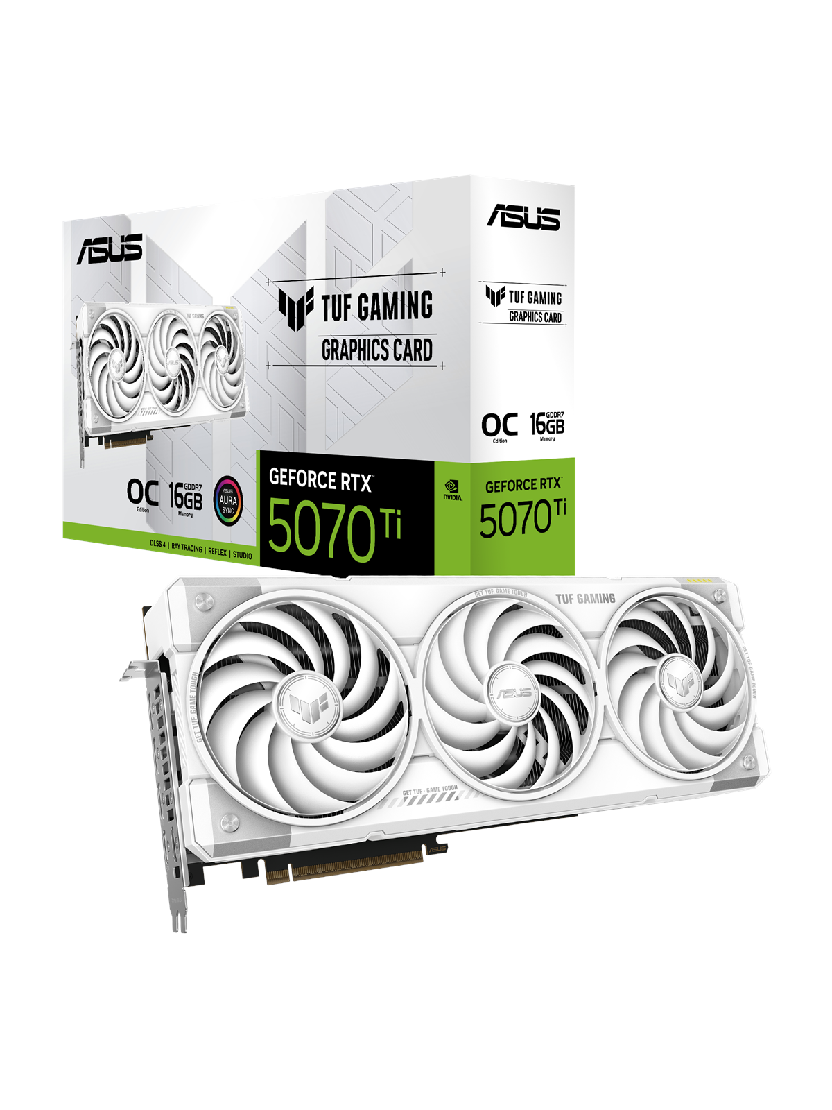 ASUS GeForce RTX 5070 Ti TUF White OC - 16GB GDDR7 RAM - Grafikkort, Grafikkort