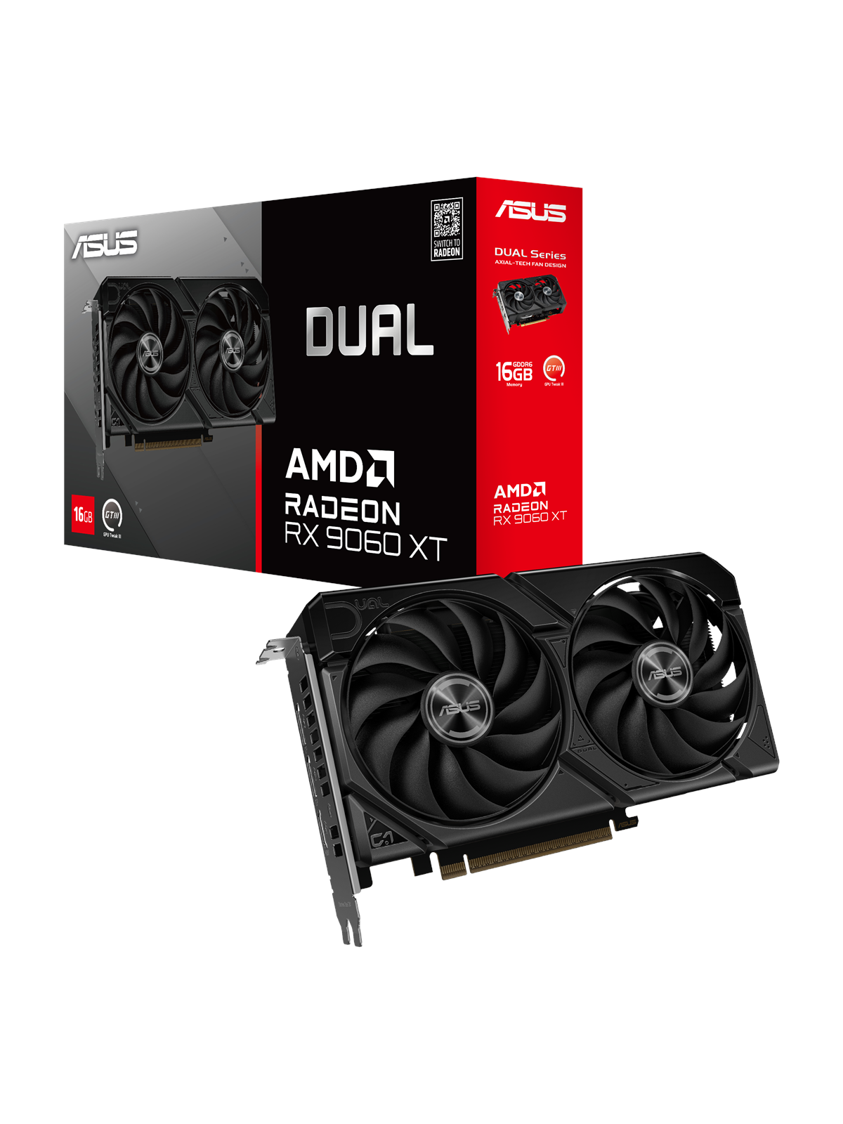 ASUS Radeon RX 9060 XT DUAL - 16GB GDDR6 RAM - Grafikkort, Grafikkort