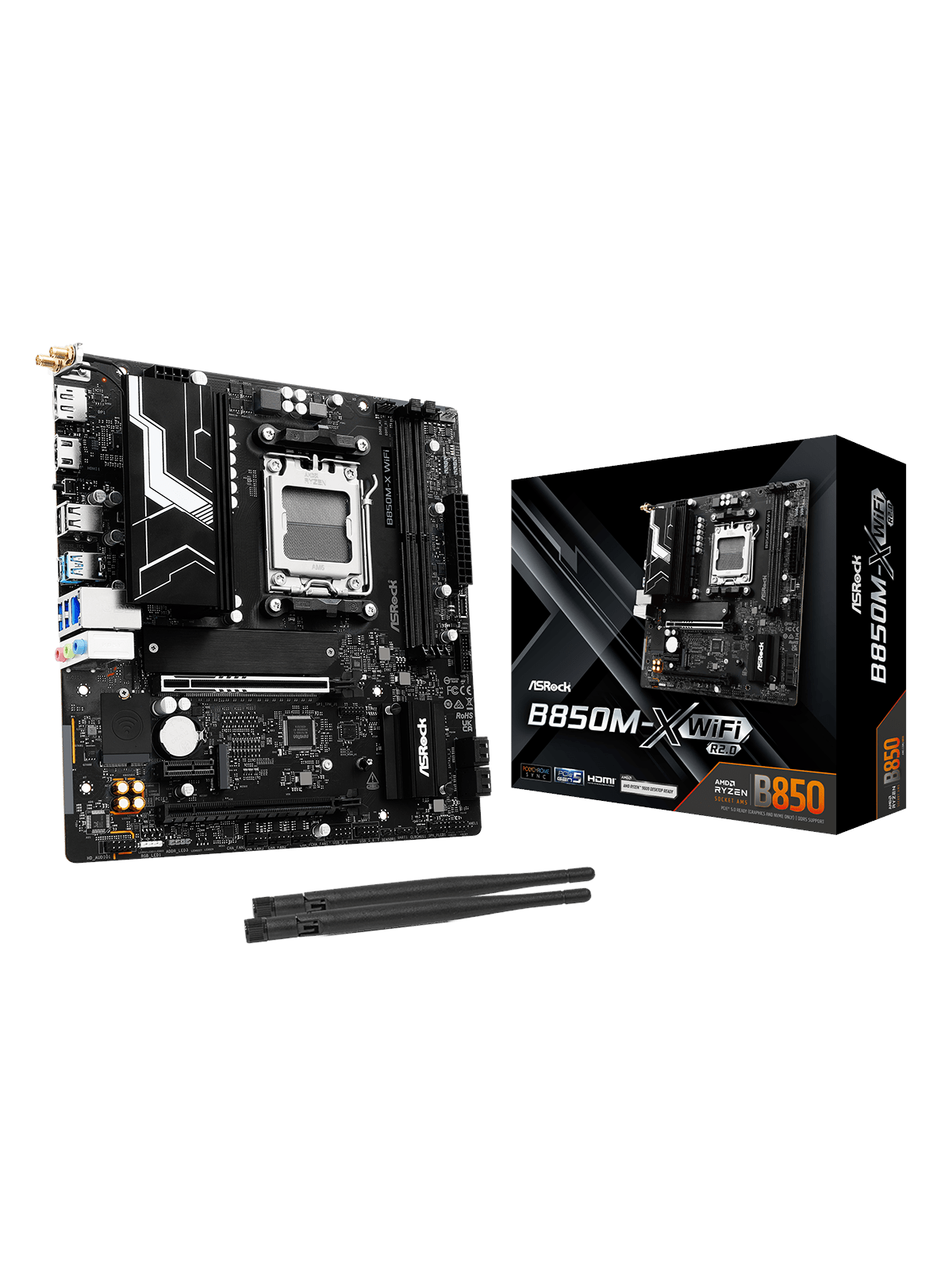 ASRock B850M-X WiFi R2.0 Bundkort - AMD B850 - AMD AM5 socket - DDR5 RAM - Micro-ATX