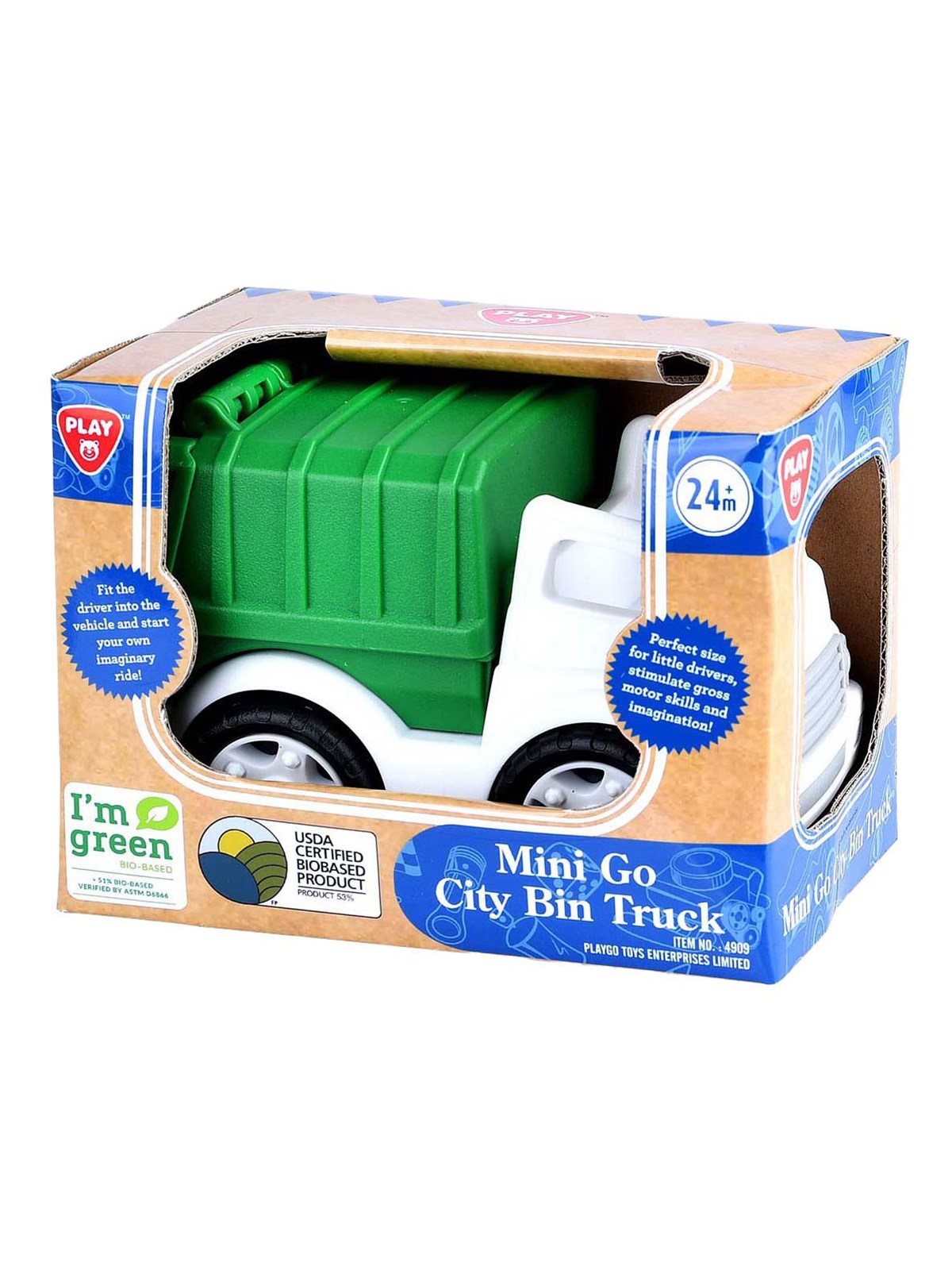 PLAY Bio Based Garbage Truck White Green, Babylegetøj