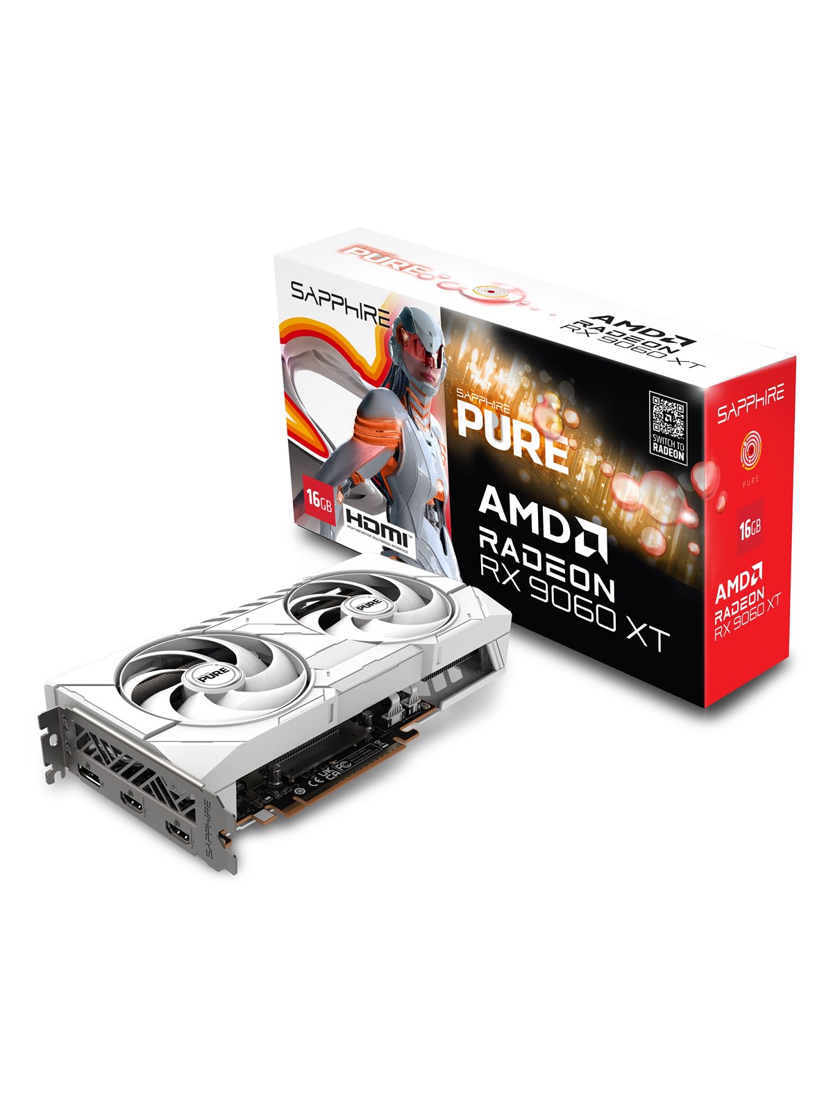 Sapphire Radeon RX 9060 XT Pure OC - 16GB GDDR6 RAM - Grafikkort, Grafikkort