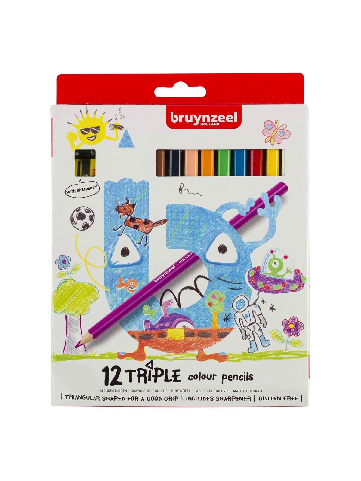 Bruynzeel Kids Triple Coloured Pencils Set 12, Kreativt Legetøj