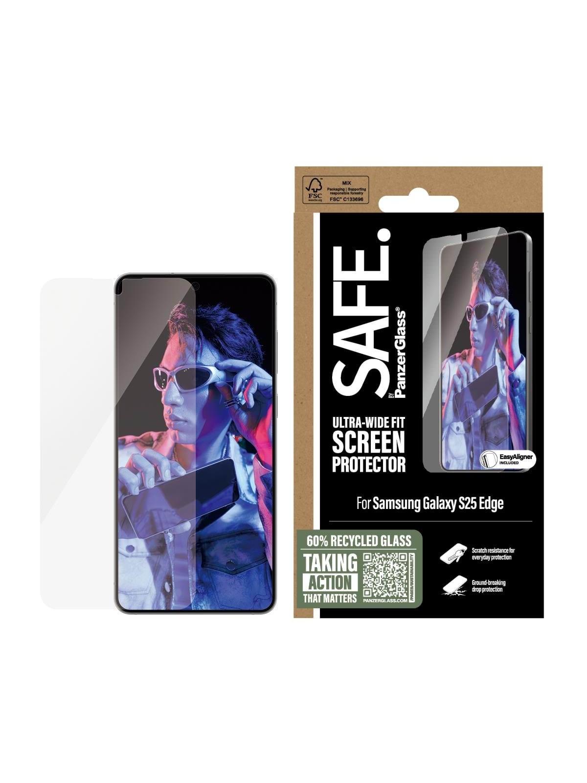 SAFE by PanzerGlass Screen Protector Samsung S25 Edge | Ultra-Wide Fit, Beskyttelsesglas