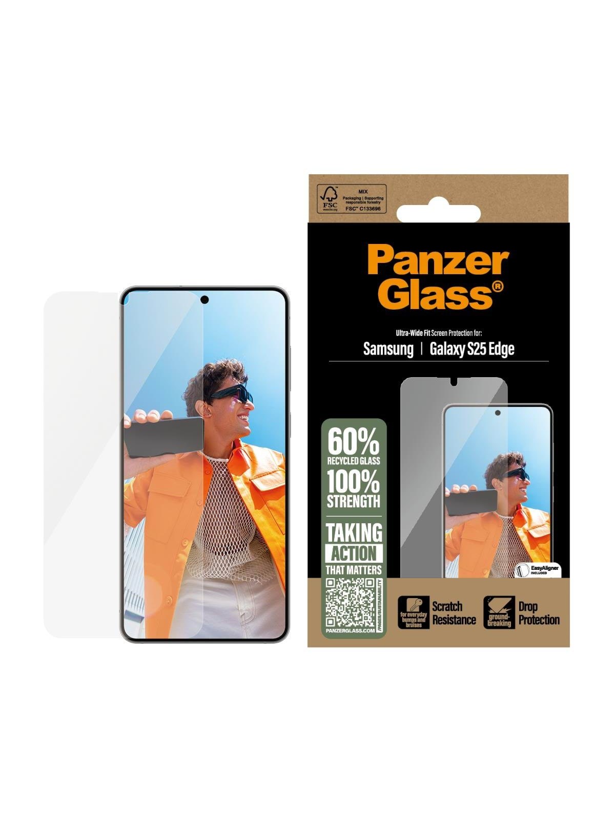 PanzerGlass Screen Protector Samsung S25 Edge | Ultra-Wide Fit, Beskyttelsesglas