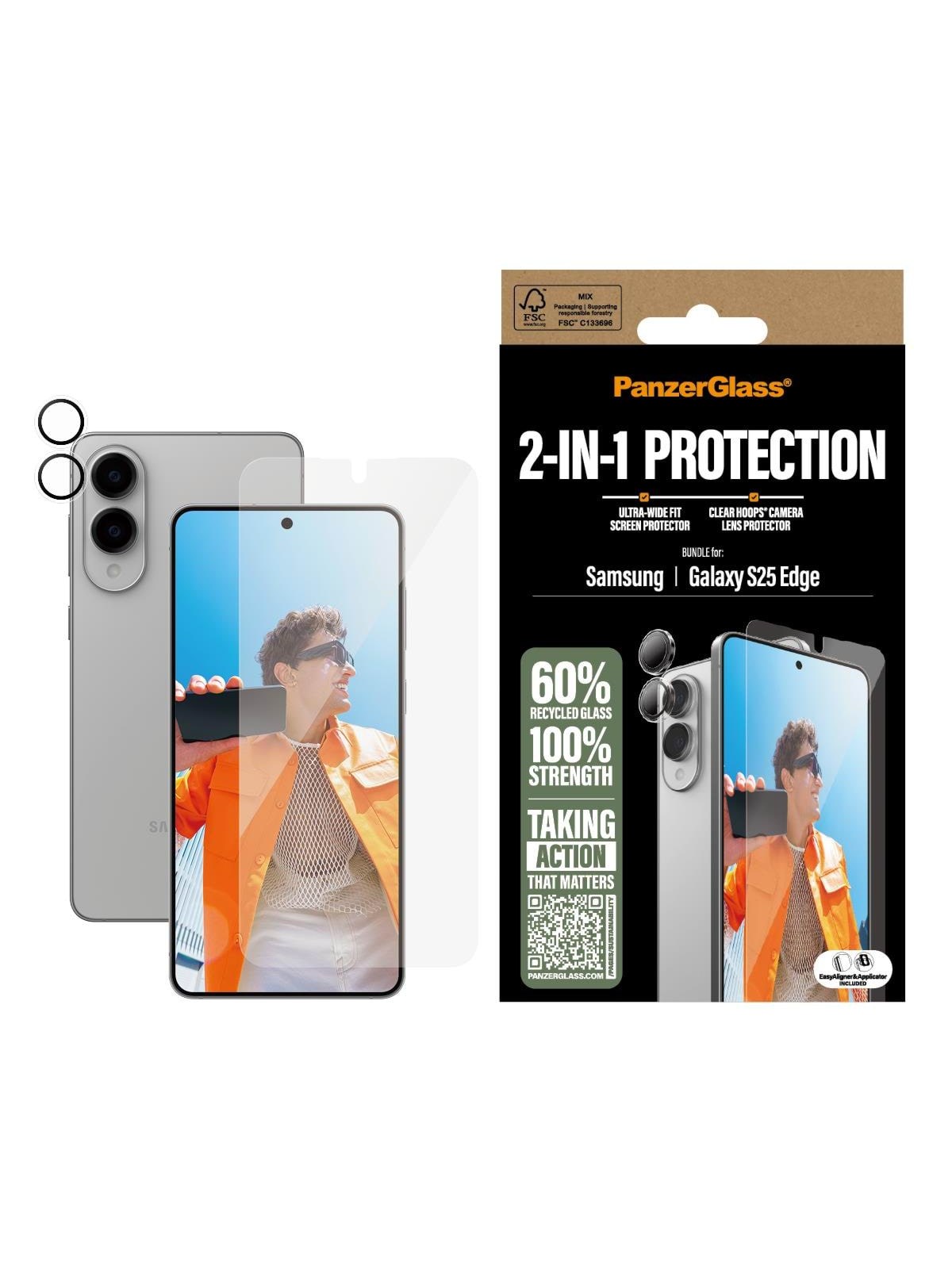 PanzerGlass 2-in-1 Bundle Samsung S25 Edge, Beskyttelsesglas