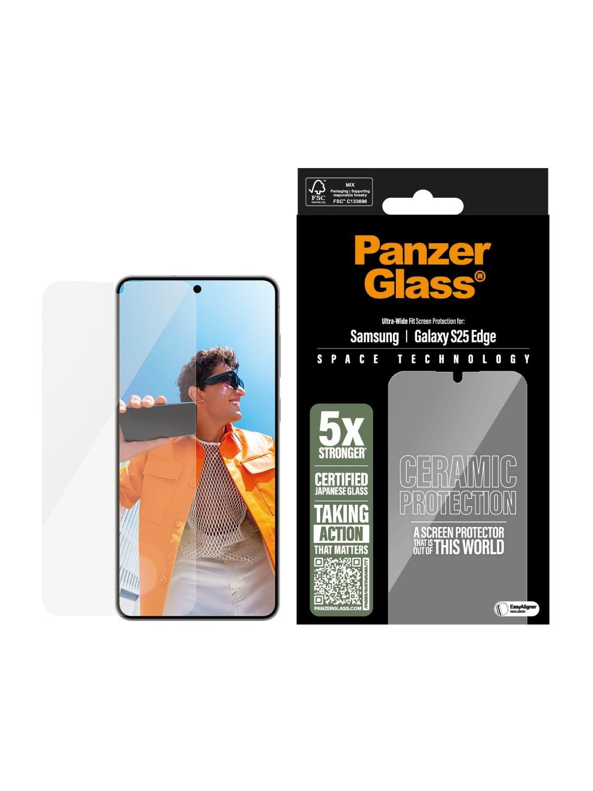 PanzerGlass Ceramic Screen Protector Samsung S25 Edge | Ultra-Wide Fit, Beskyttelsesglas