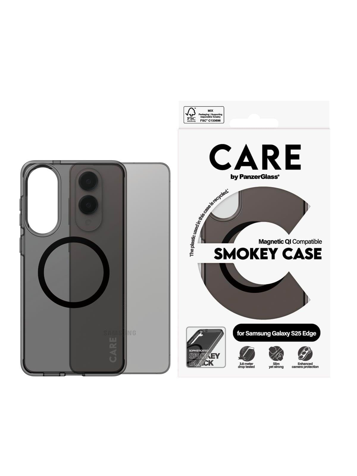 CARE by PanzerGlass Flagship Case Urban Combat Smokey w. Black Qi Compatible Samsung S25 Edge
