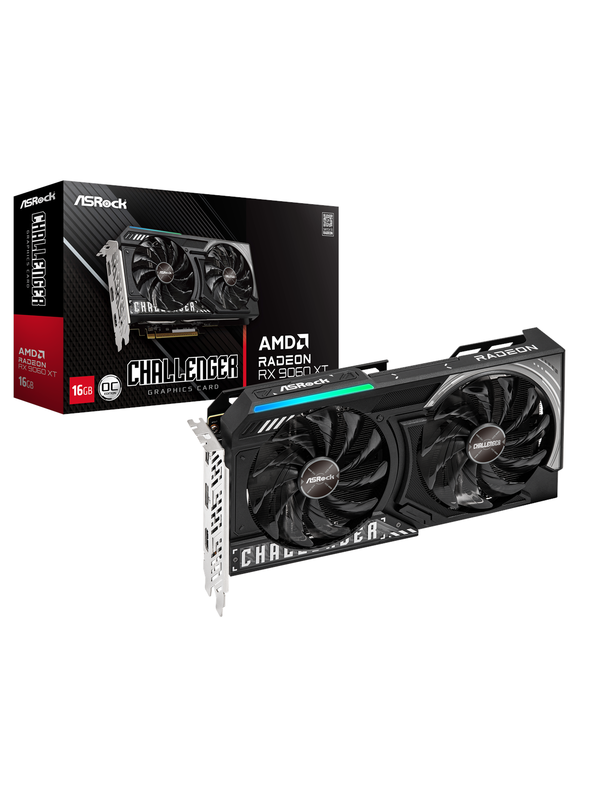 ASRock Radeon RX 9060 XT Challenger - 16GB GDDR6 RAM - Grafikkort, Grafikkort