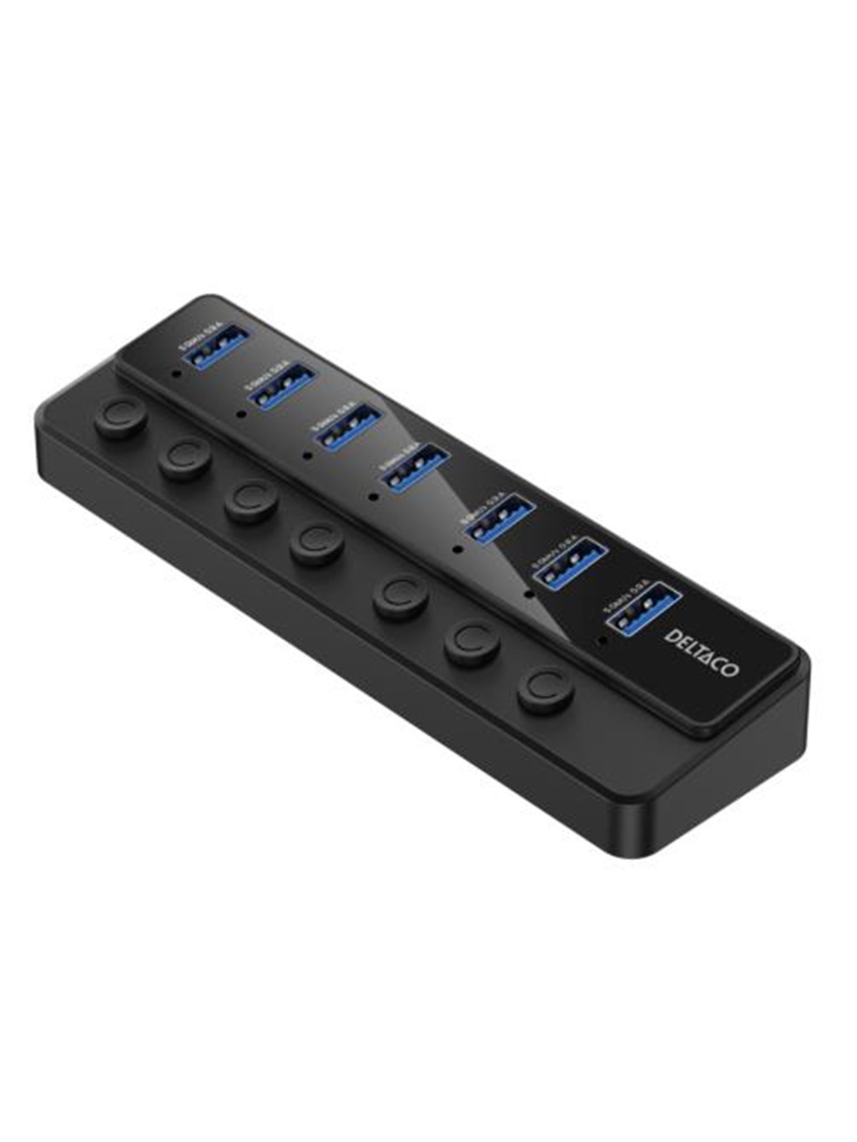 Deltaco USB-A Hub - 7x USB-A Ports USB hub - USB 3.0 - 7 ports - Sort, Usb Hub