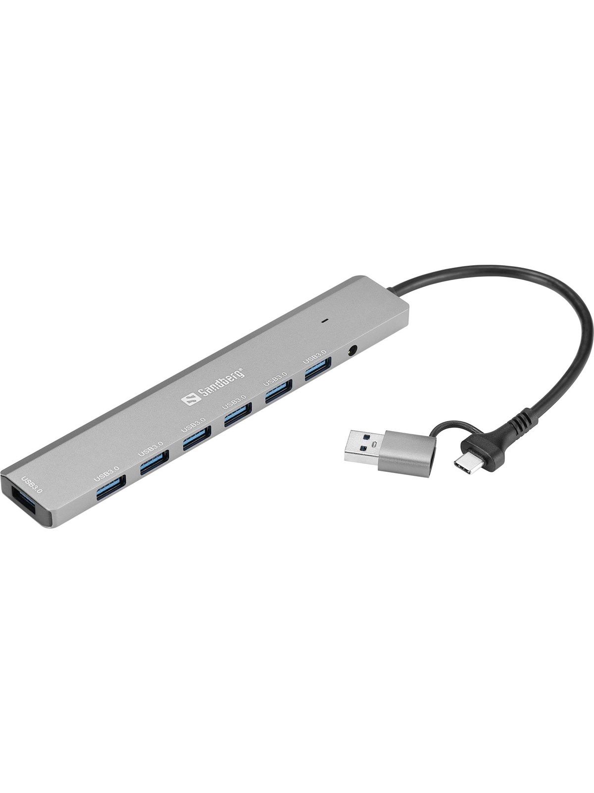Sandberg 7-Port Type-A USB3.0 Hub USB hub - USB 3.0 - 7 ports - Sølv, Usb Hub