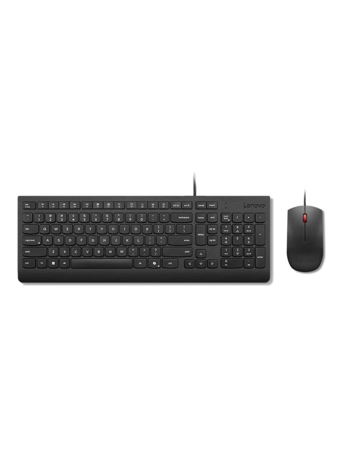 Lenovo Essential Wired Combo - keyboard and mouse set - QWERTY - Danish - black Input Device - Tastatur & Mus sæt - Dansk - Sort
