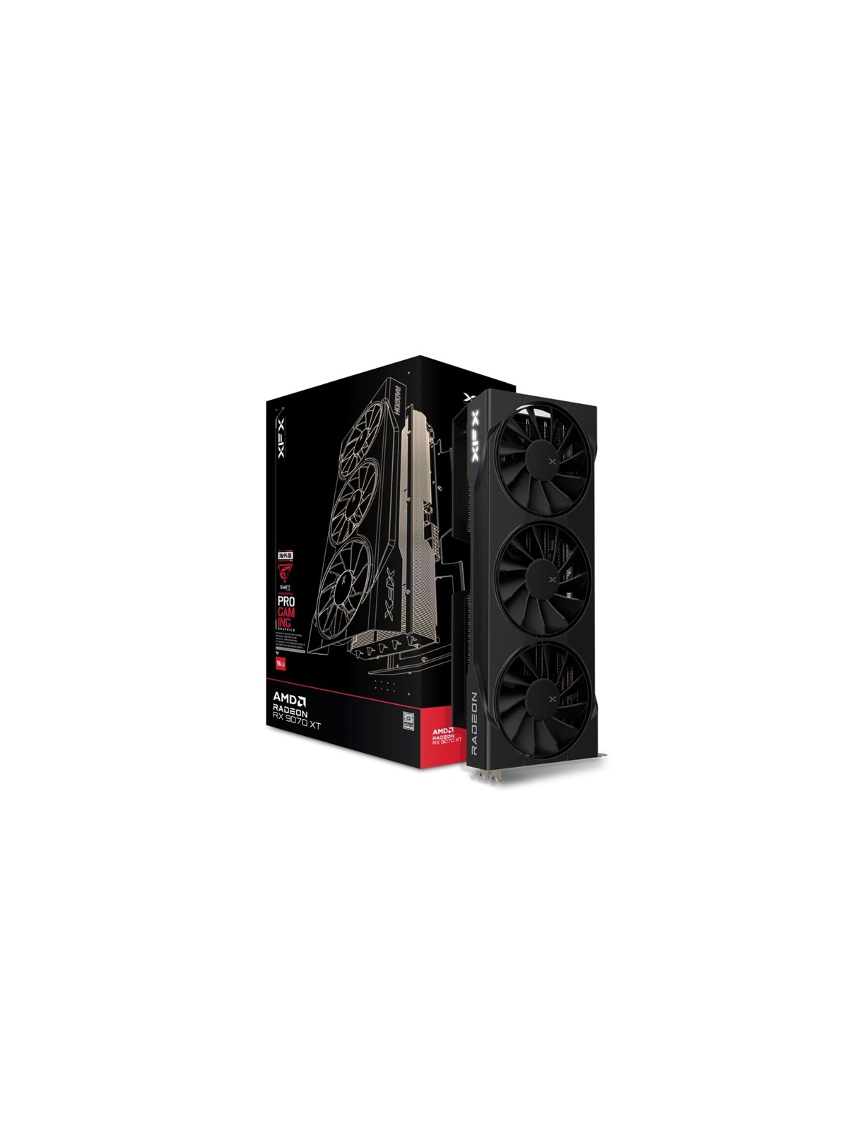XFX Radeon RX 9070 XT Swift Triple Fan Black - 16GB GDDR6 RAM - Grafikkort