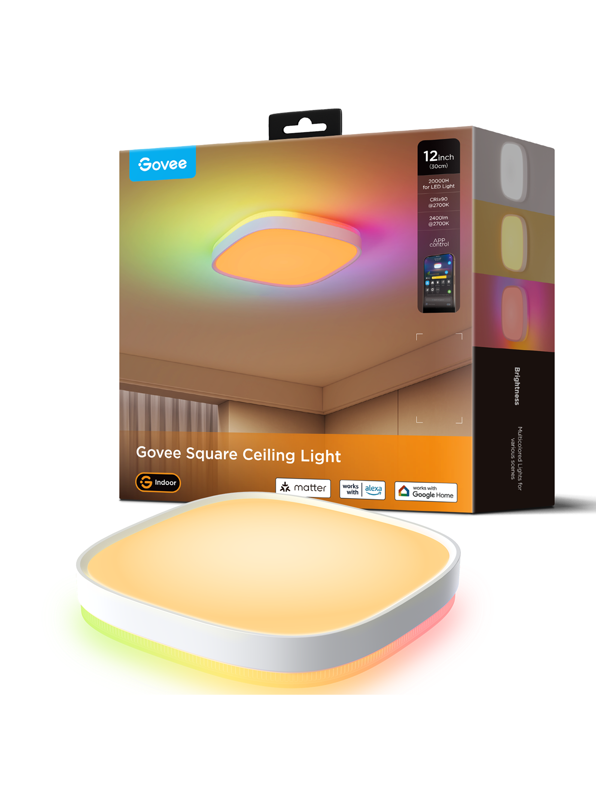 Govee 12" RGBWW + RGBIC Square Smart Ceiling Light, Smart Home